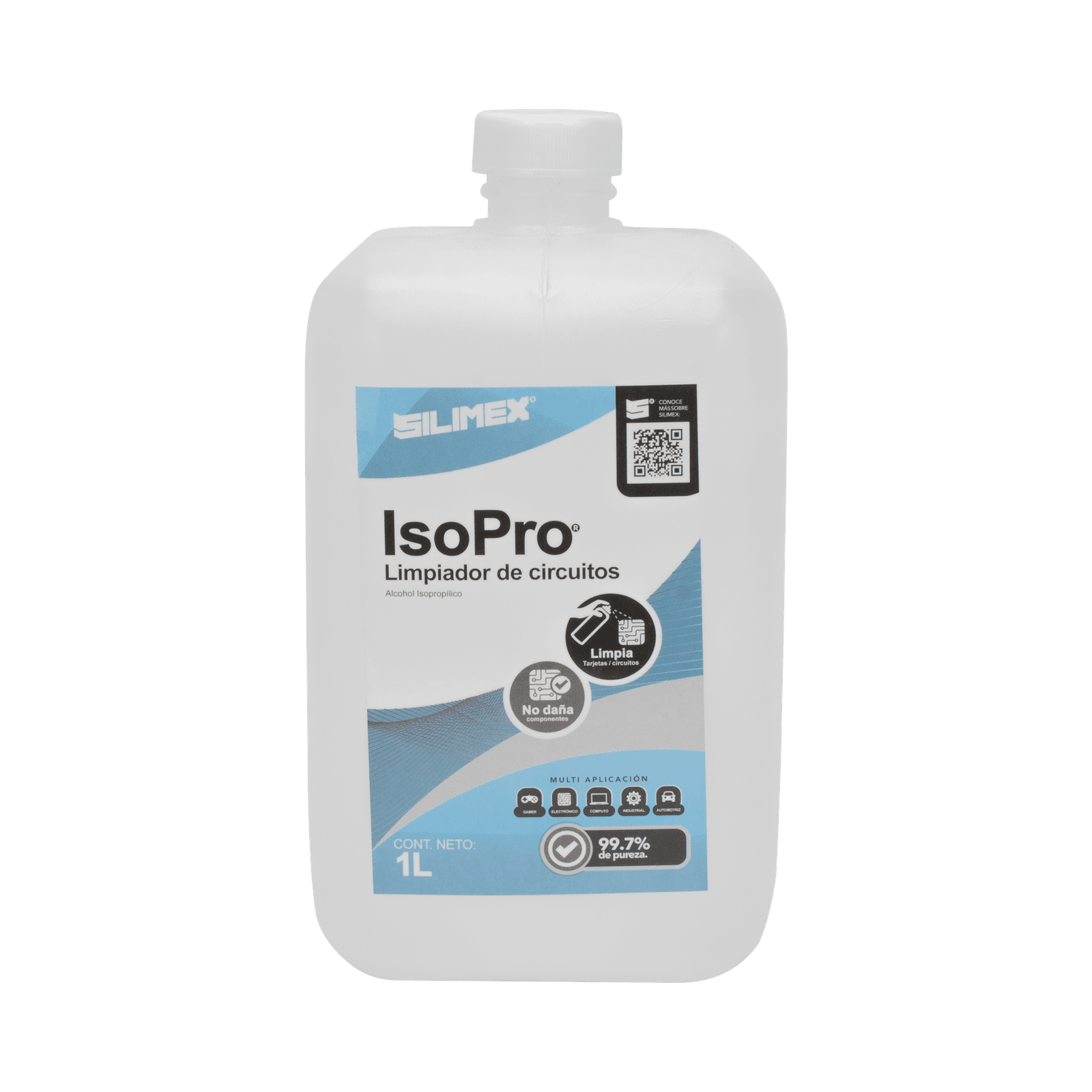 Alcohol Isopropilico para limpieza de equipos de vídeo, fibra óptica, cómputo, y equipo telefónico 1000 mL ALCOHOL - SILIMEX