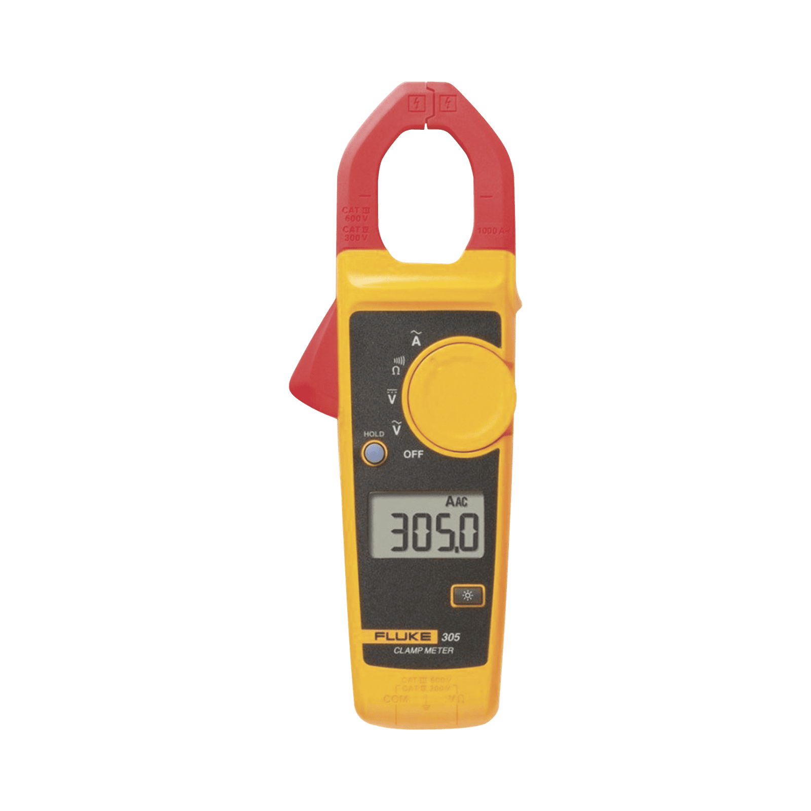 Amperimetro de Gancho, Para Medida de Corriente en CA de 999 A y Tensión en CA y CC de 600V FLUKE-305/EMESP - FLUKE