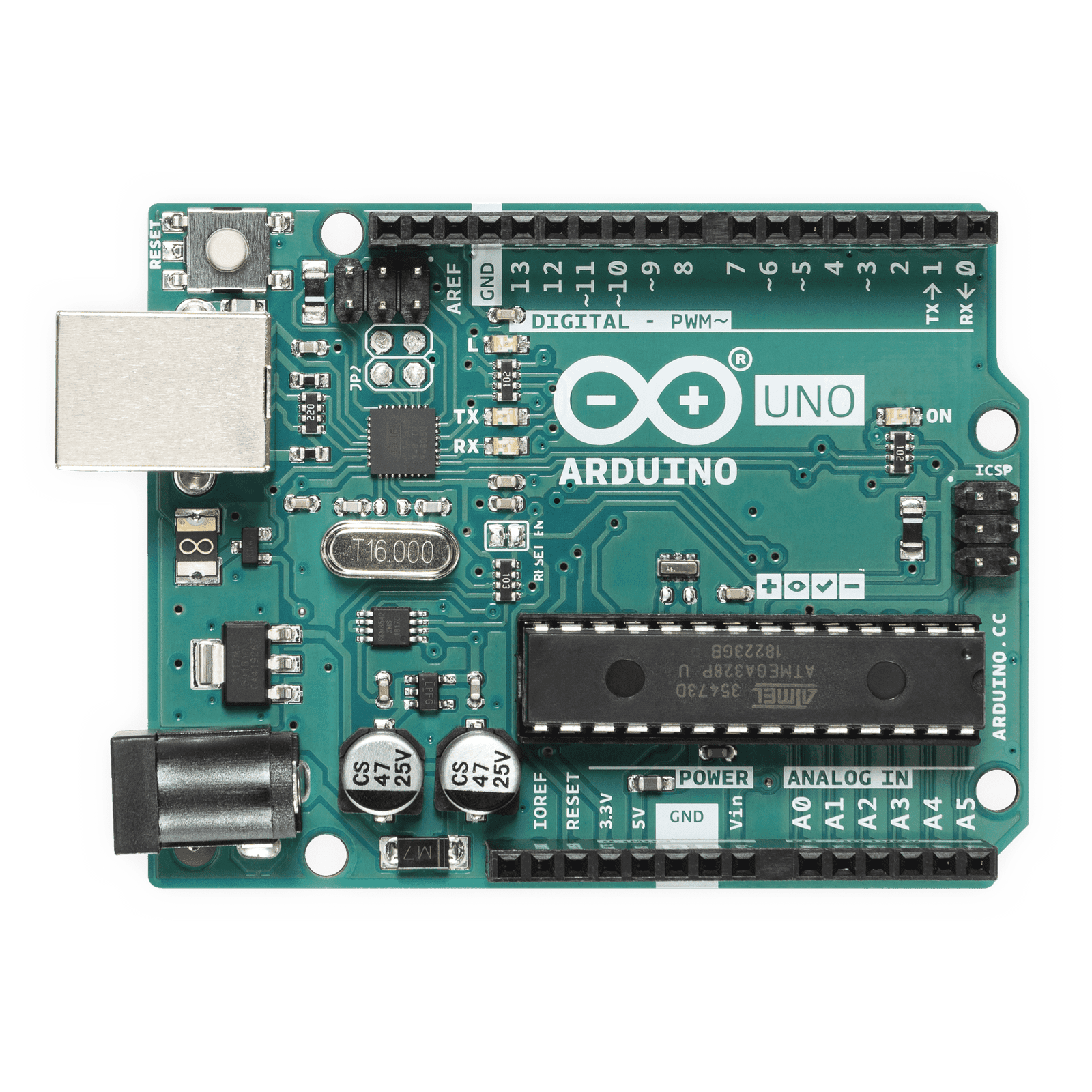Arduino UNO REV3 / Una gran herramienta para iniciar en el mundo de la electrónica y la programación,  Chip reemplazable,  Adaptador para batería 9v A-000066 - ARDUINO LLC
