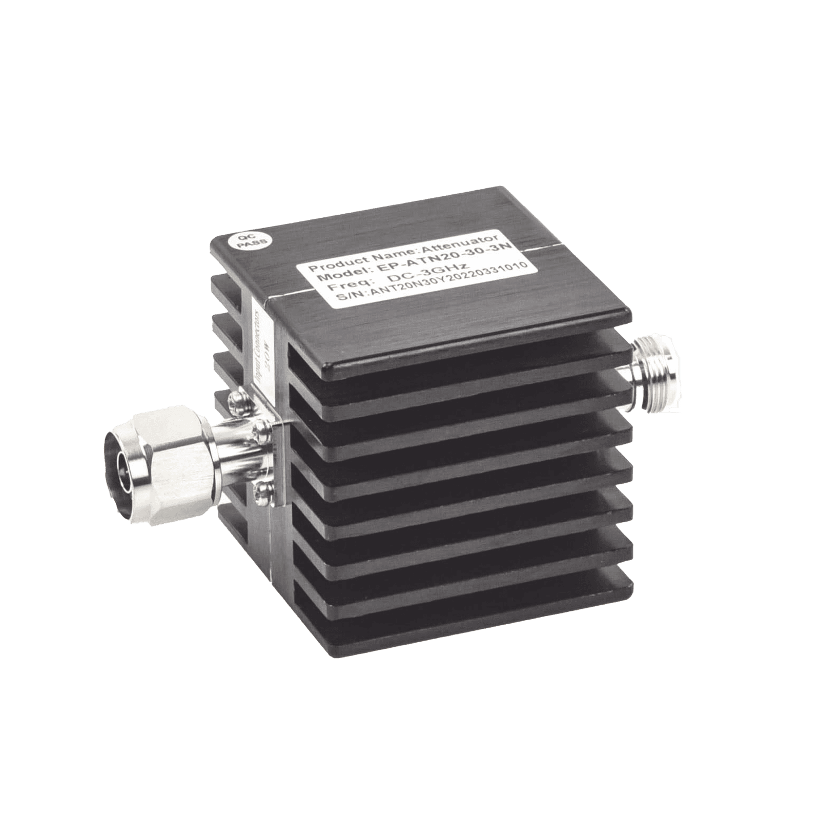 Atenuador en Línea de 30 dB, 20 Watt Máx. CD-3 GHz, Interiores, N Macho-Hembra. EP-ATN-2030-3N - EPCOM