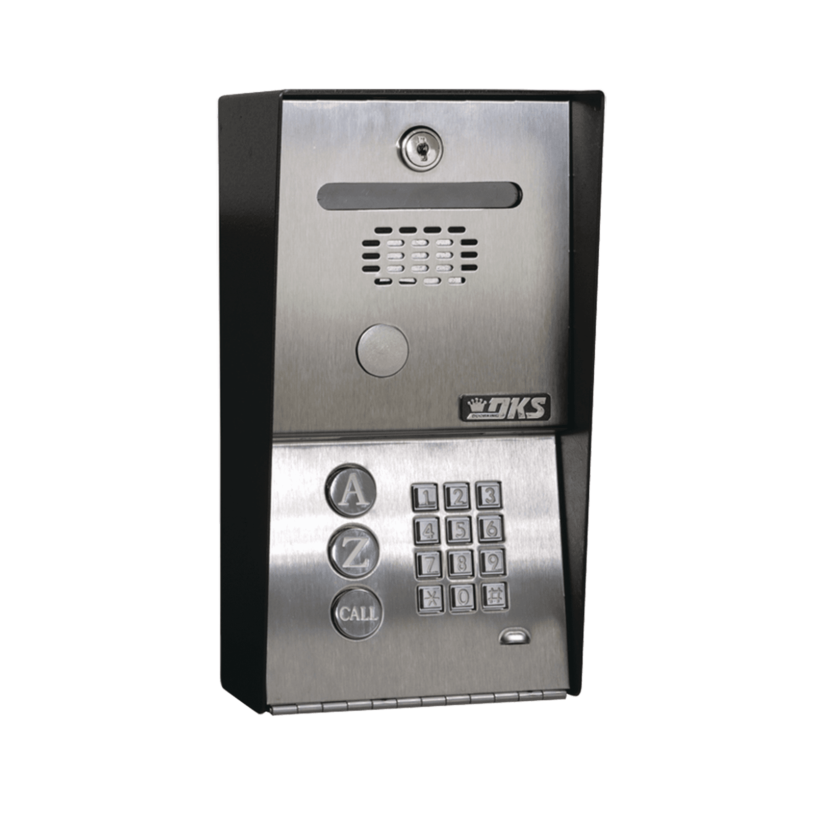 Audioportero Telefónico DKS Con Directorio / 100 Números Telefónicos / Control Para 2 Puertas / Gabinete Para Sobreponer / Marcación a 16 Digitos / Linea análoga o digital 1802-090 - DKS DOORKING