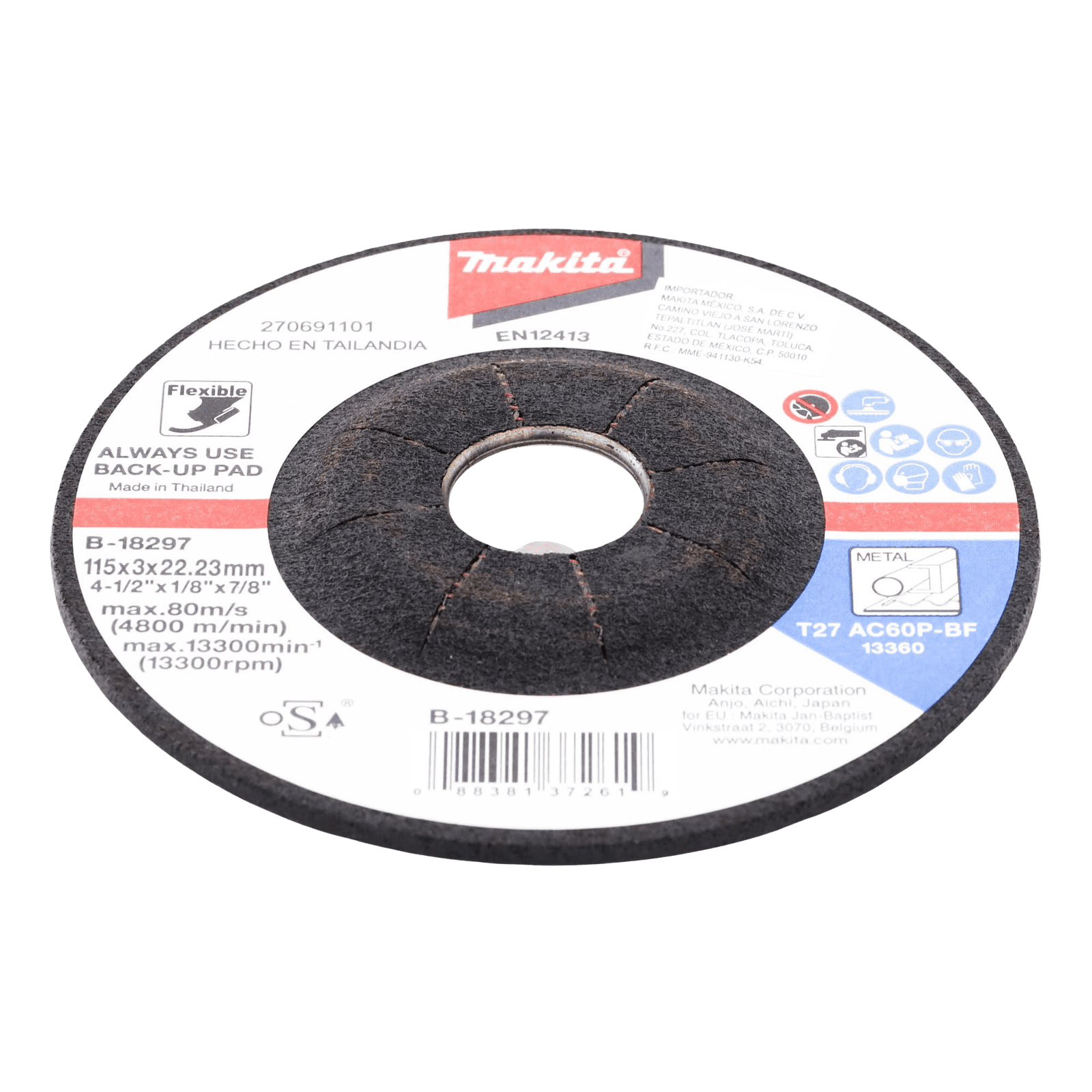 Disco de desbaste de 4 1/2″ B18297 - MAKITA