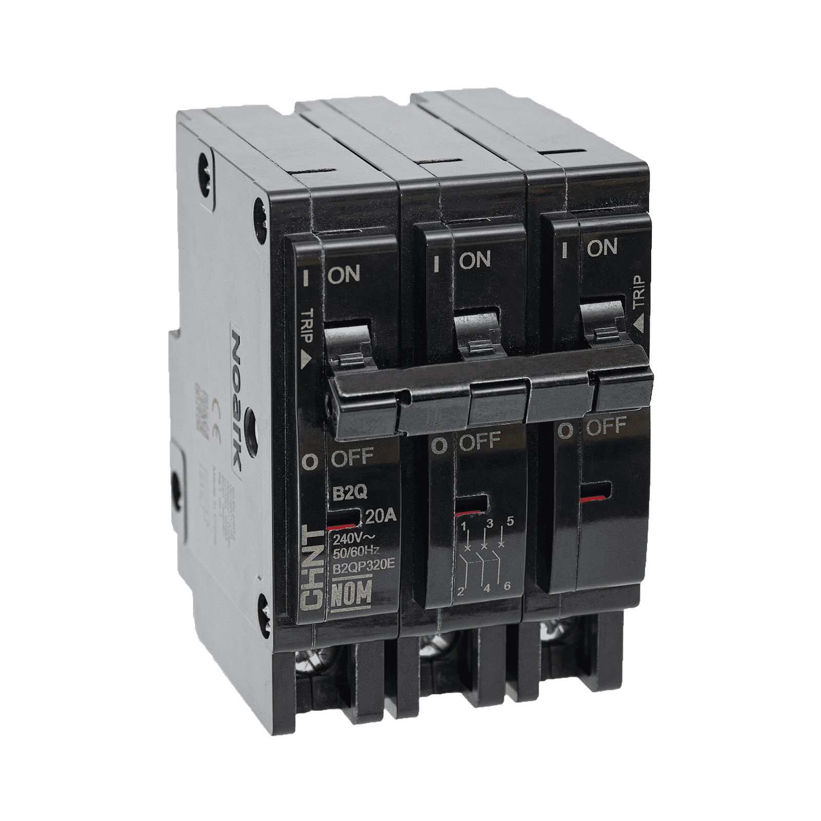 MCB – Interruptor Termomagnético Enchufable, Serie: B2Q, 3P, 15A, 240V (SKU:1002294) B2QP315E - CHINT