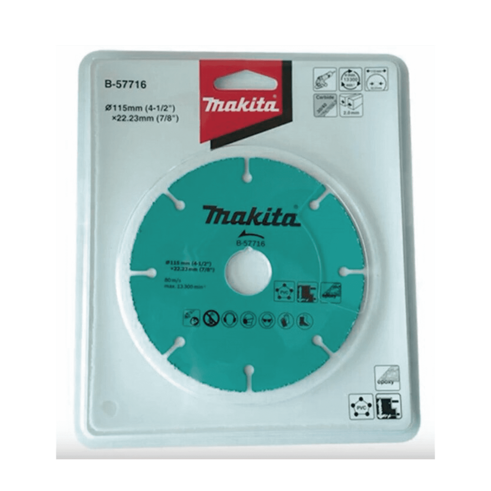 Disco de carburo de tugsteno 4 1/2″ multi-material para esmeriladora, Ideal para Yeso y Epóxicos. B-57716 - MAKITA