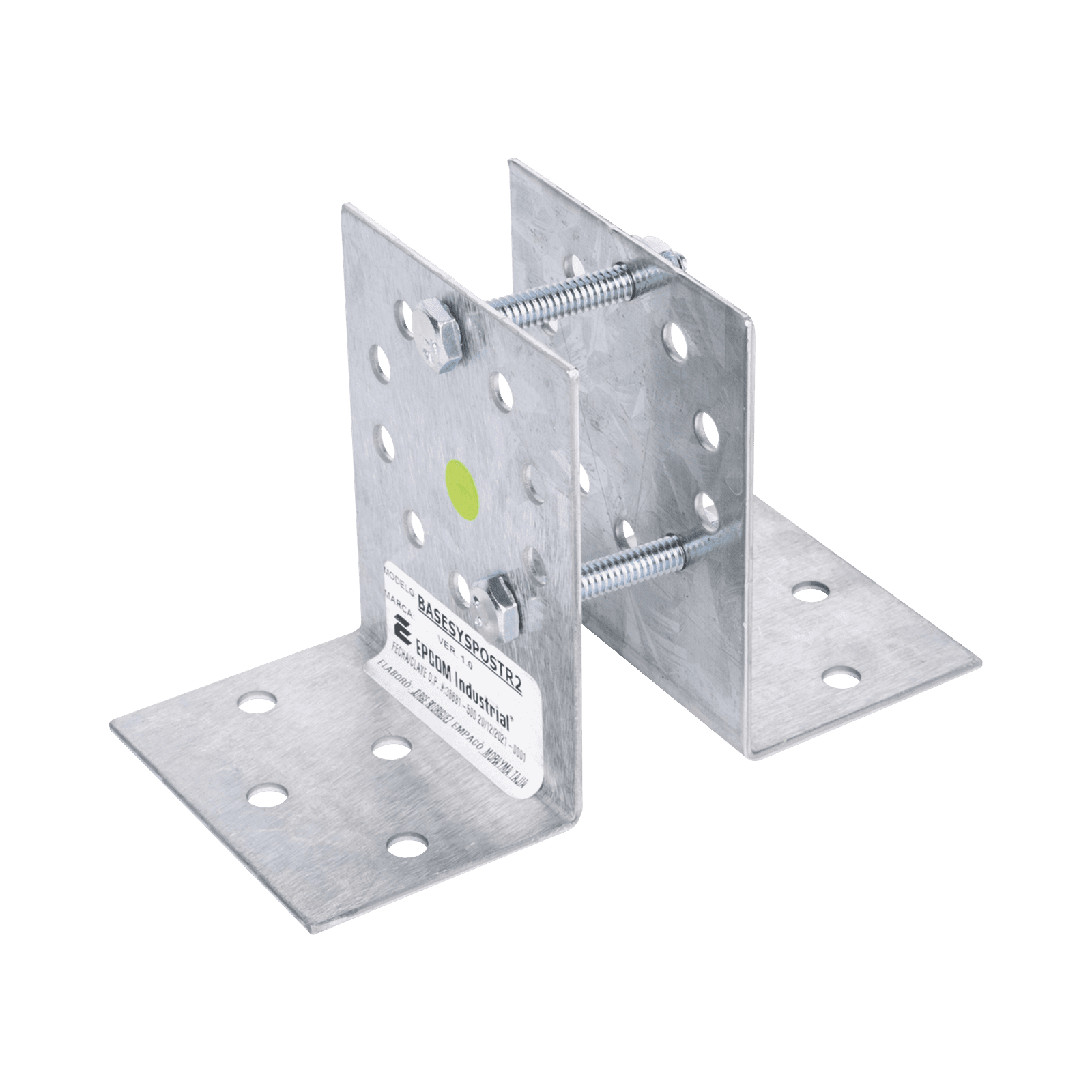 Base Multiposición para postes de paso o esquina en cercos electricos 100% Acero galvanizado. BASESYSPOST-R2 - EPCOM INDUSTRIAL