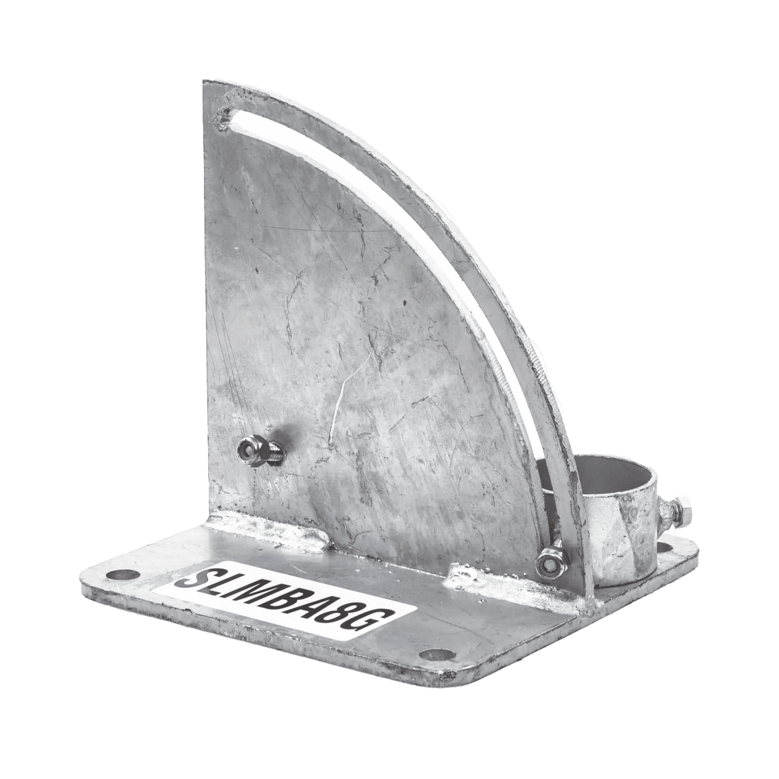 Base para Mástil con Ajuste de Ángulo. Diámetros de Mastil: 1″ a 2″ SLM-BA-8G - SYSCOM TOWERS