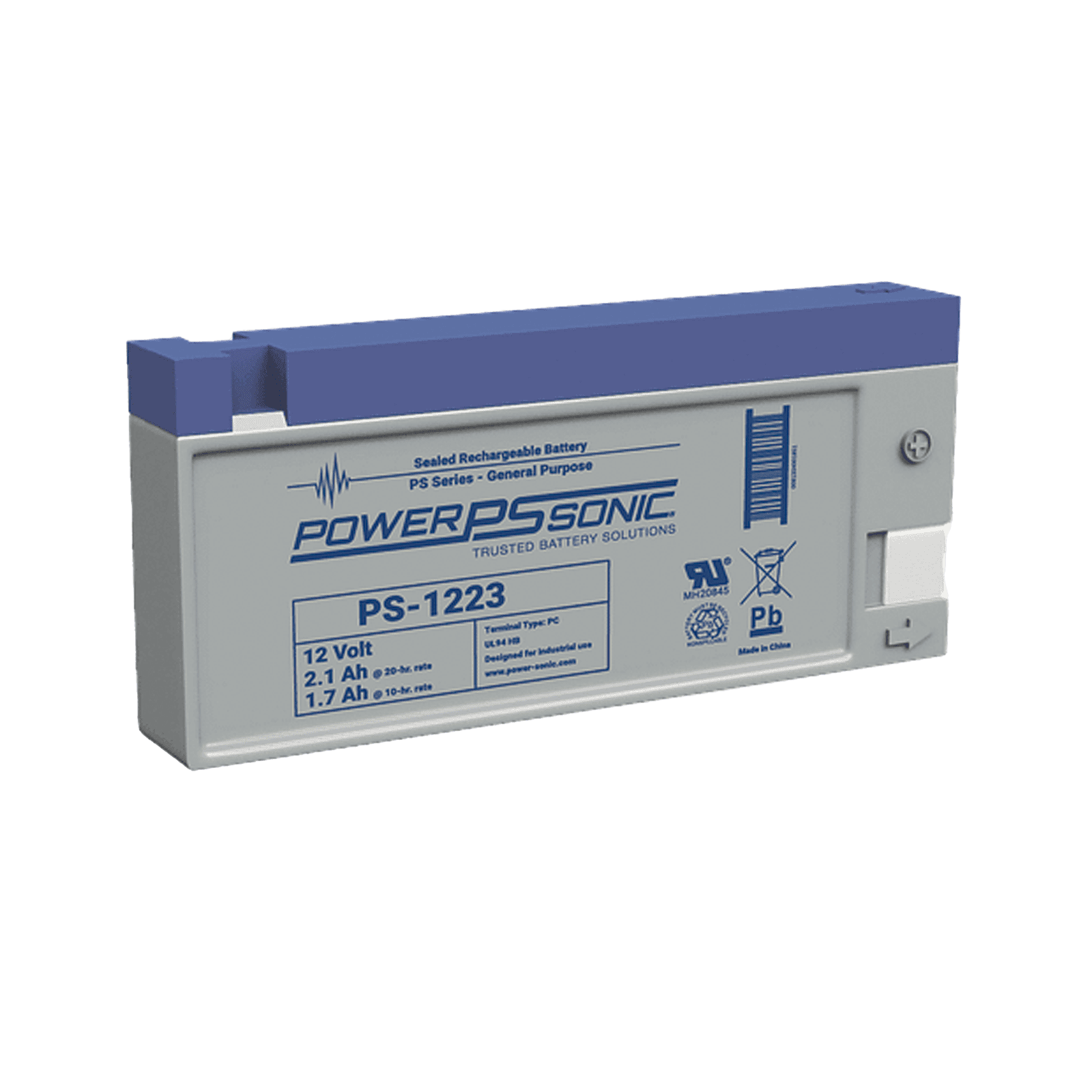 Batería 12V, 2.1AH, Para Respaldo, Tecnologías AGM/VRLA, 5 Años Vida Útil, Terminales PC, Reconocida UL PS-1223-PC - POWER SONIC