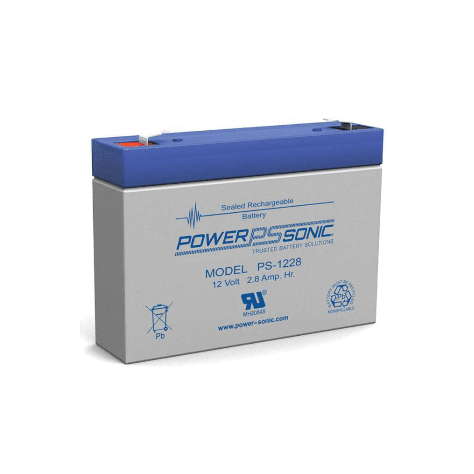 Batería 12V, 2.8AH, Para Respaldo, Tecnologías AGM/VRLA, 5 Años Vida Útil, Terminales F1, Reconocida UL PS-1228 - POWER SONIC