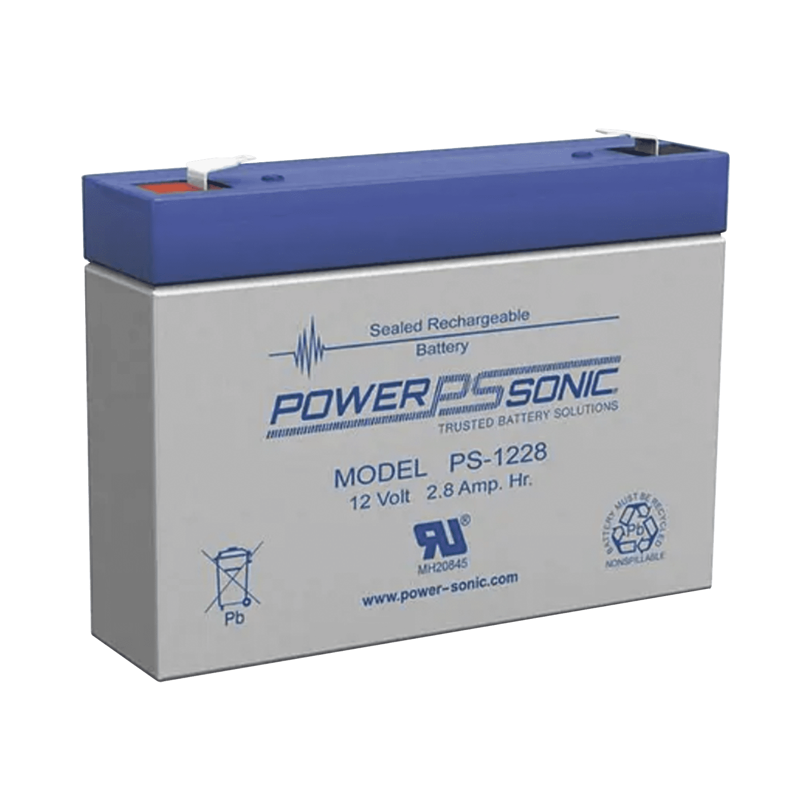 Batería 12V, 2.8AH, Para Respaldo, Tecnologías AGM/VRLA, 5 Años Vida Útil, Terminales F1, Reconocida UL PS-1228-F1 - POWER SONIC