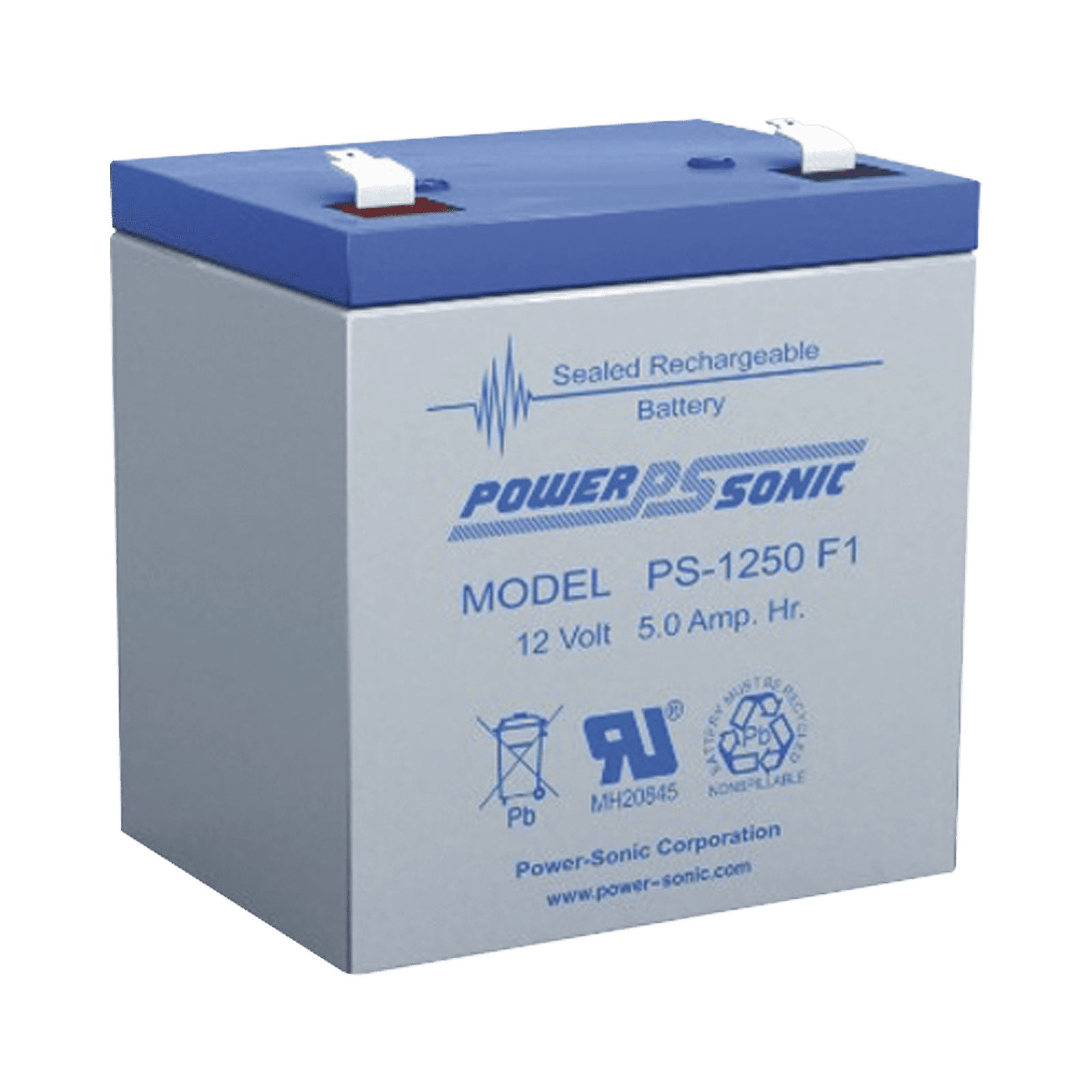 Batería 12V, 5AH, Para Respaldo, Tecnologías AGM/VRLA, 5 Años Vida Útil, Terminales F1, Reconocida UL PS-1250-F1 - POWER SONIC