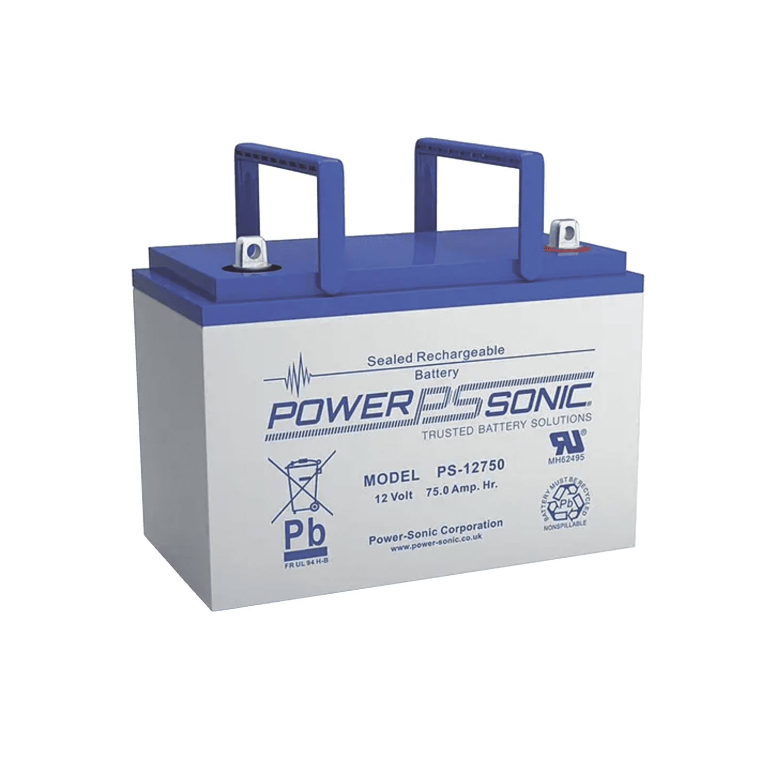 Batería 12V, 78.6AH, Para Respaldo, Tecnologías AGM/VRLA, 10-12 Años Vida Útil, Terminales T6, Reconocida UL PS-12750-T6 - POWER SONIC