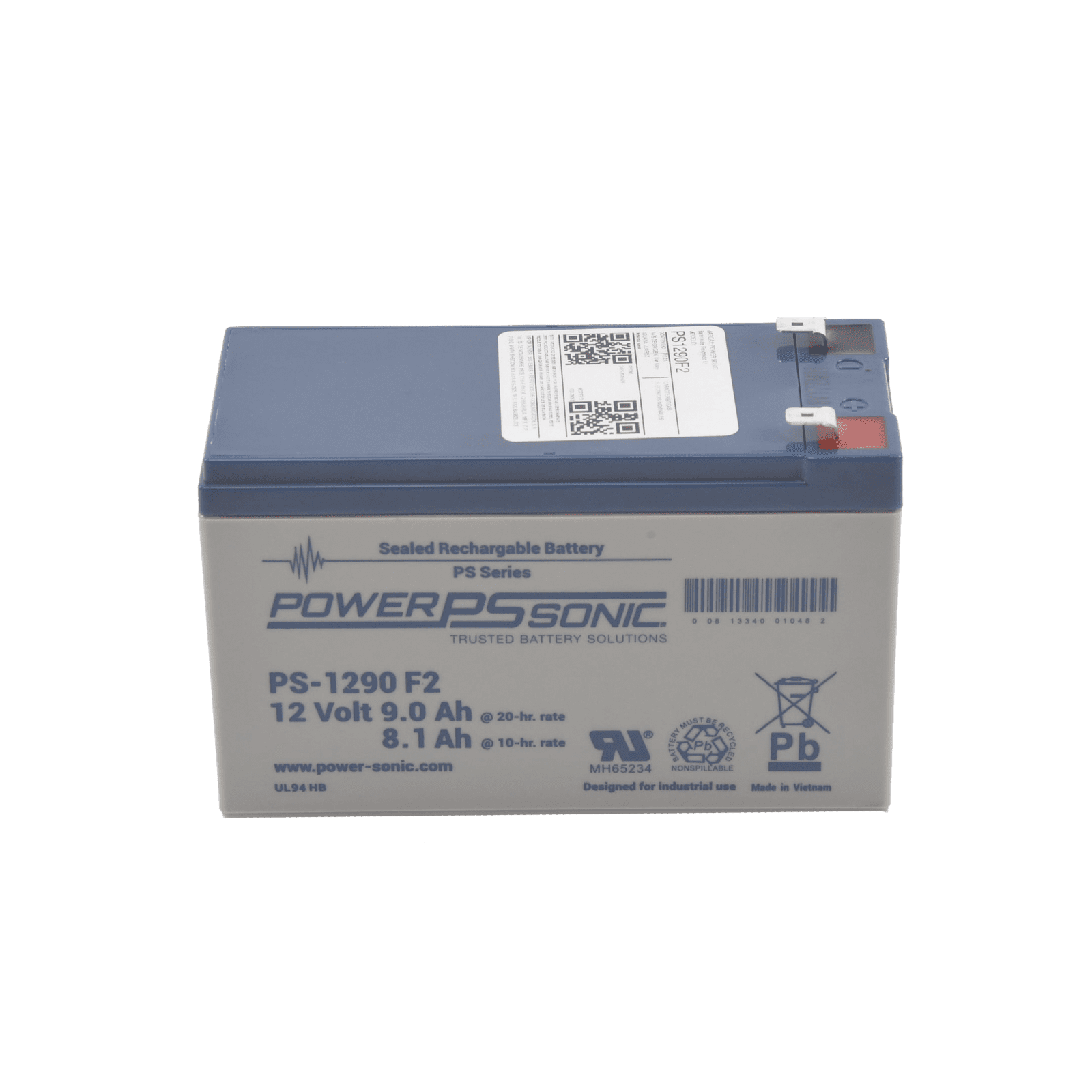 Batería 12V, 9AH, Para Respaldo, Tecnologías AGM/VRLA, 5 Años Vida Útil, Terminales F2, Reconocida UL PS-1290-F2 - POWER SONIC