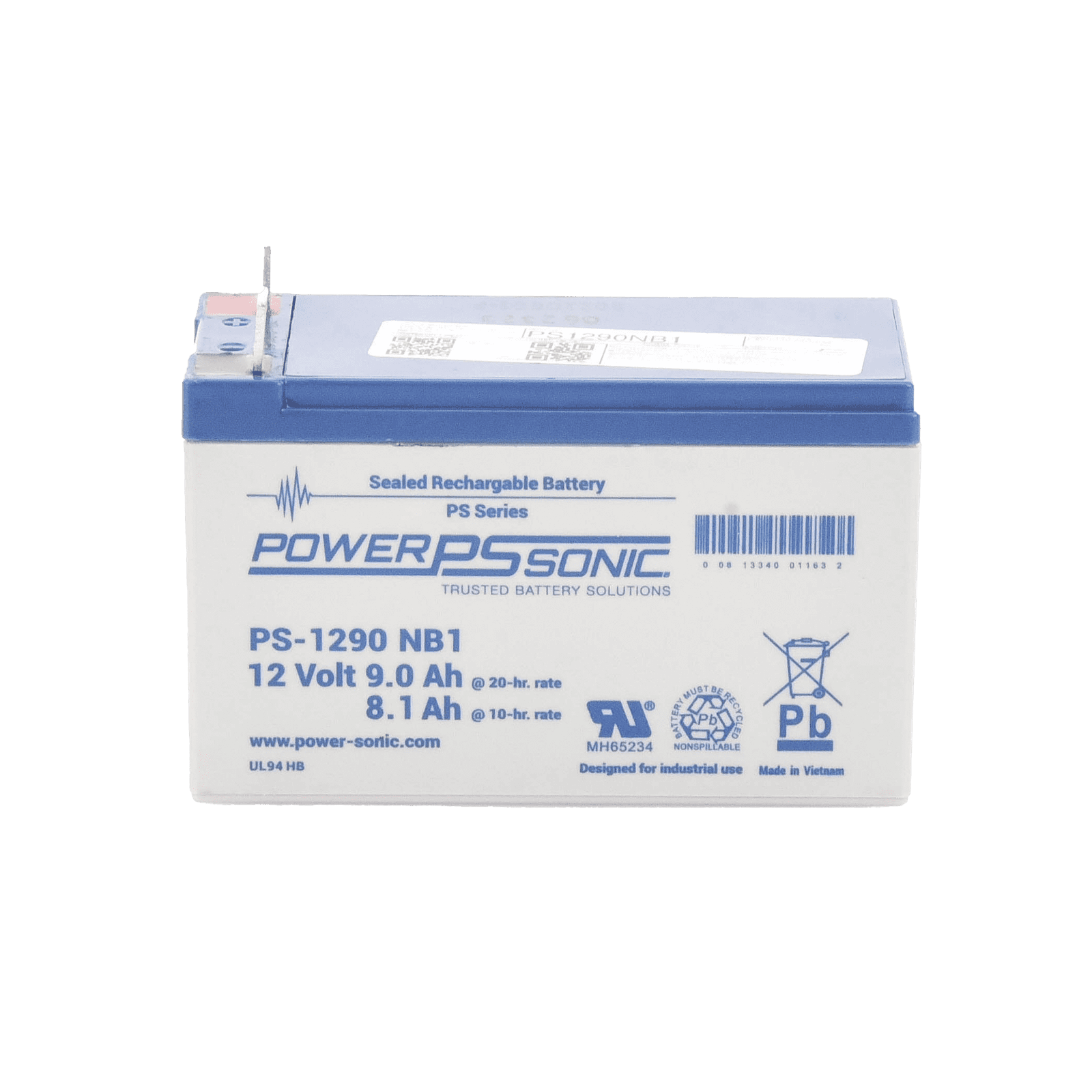 Batería 12V, 9AH, Para Respaldo, Tecnologías AGM/VRLA, 5 Años Vida Útil, Terminales NB1, Reconocida UL PS-1290-NB1 - POWER SONIC