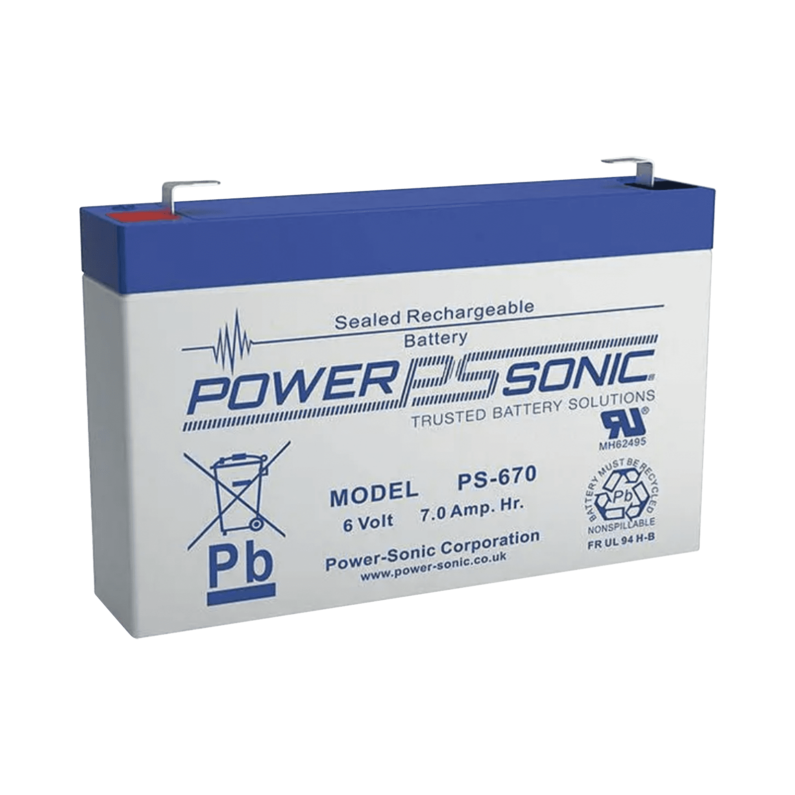 Batería 6V, 7AH, Para Respaldo, Tecnologías AGM/VRLA, 5 Años Vida Útil, Terminales F1, Reconocida UL PS-670-F1 - POWER SONIC