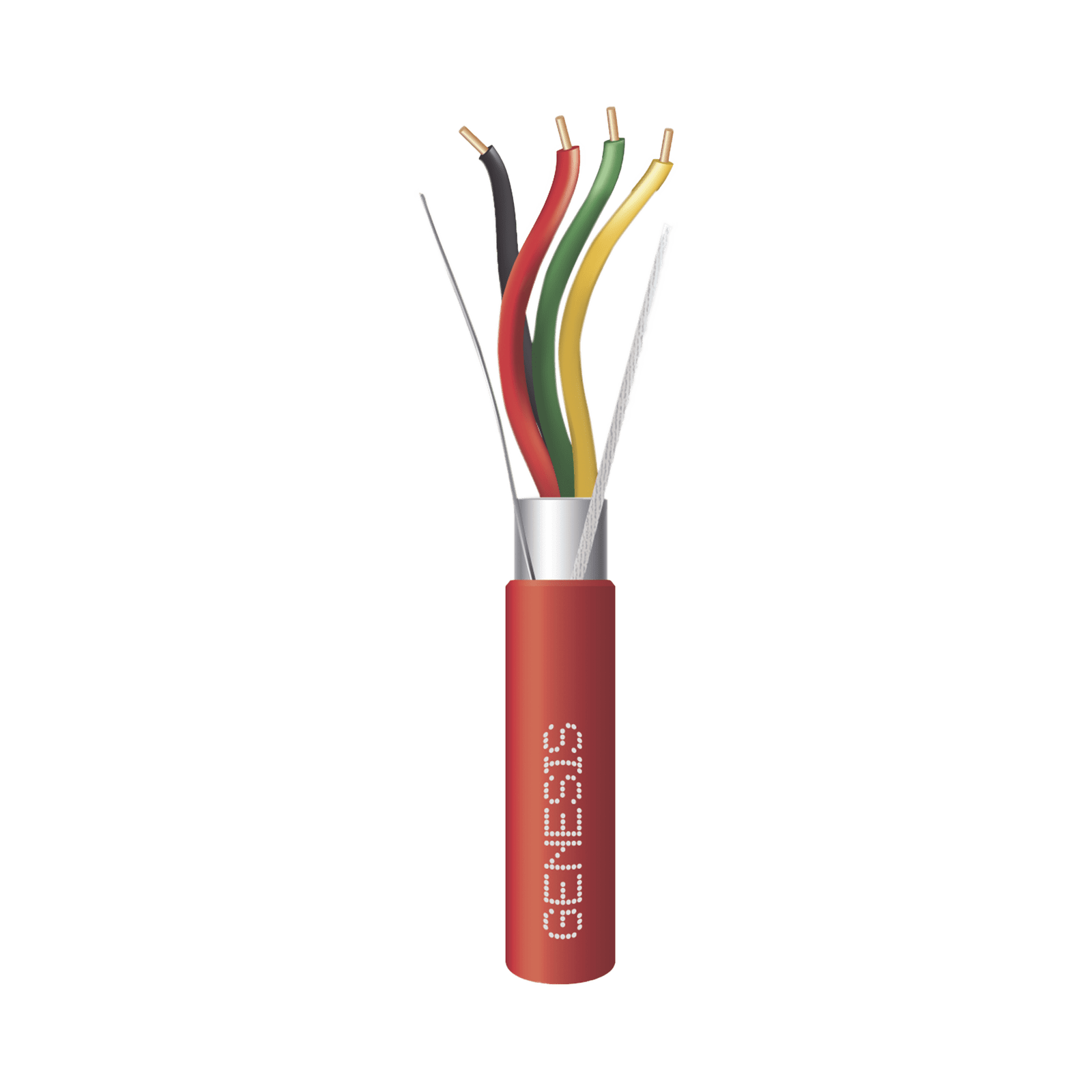 Bobina de 152 Metros de Alambre / 4 x 18 AWG / BLINDADO / Tipo FPLR / Color Rojo / Para Aplicaciones en Sistemas de Detección de Incendio y Sistemas de Evacuación 4403-5504 - GENESIS