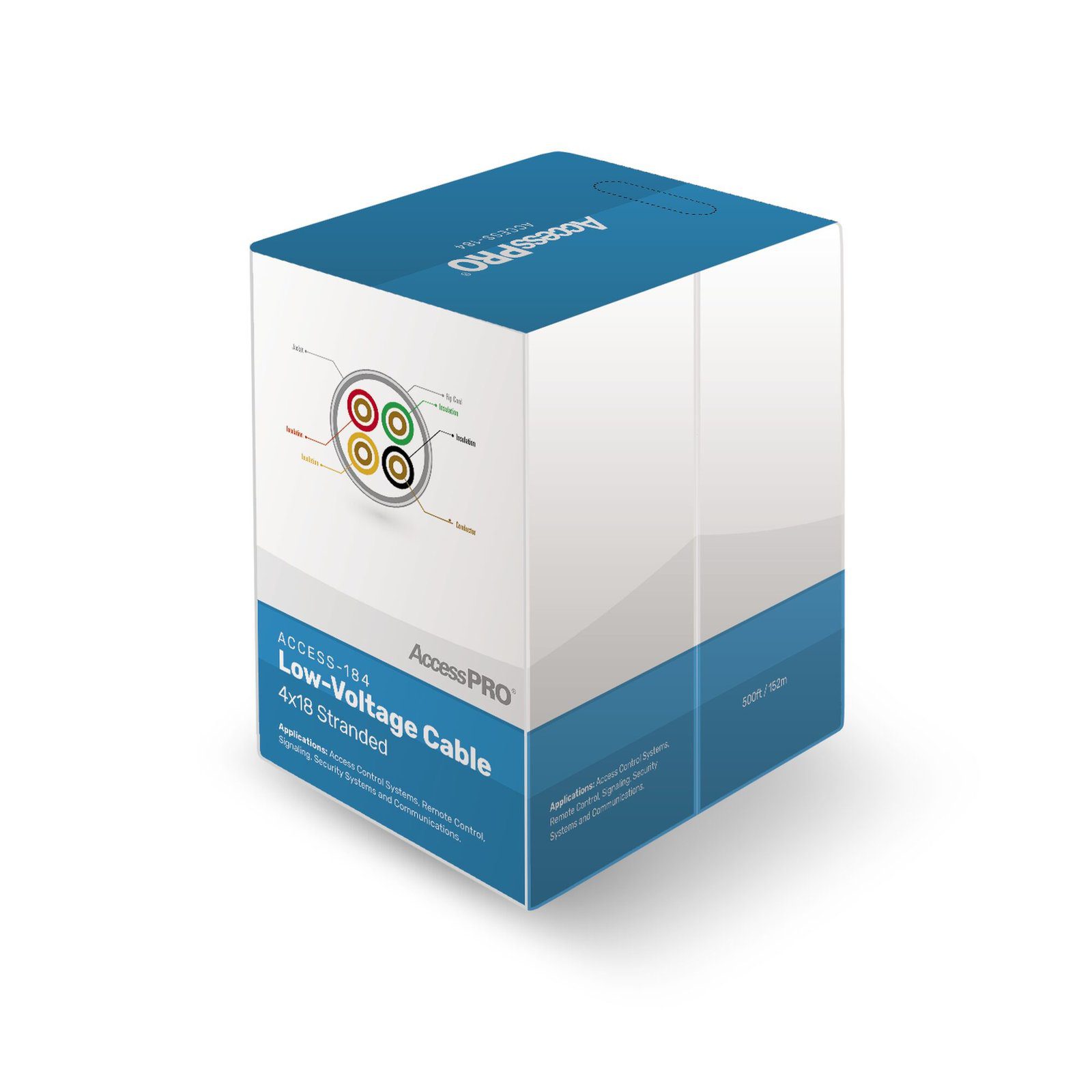 Bobina de 152 metros, 4 x 18 AWG, FRPVC, CM, para aplicaciones en control de acceso ACCESS-184/500 - AccessPRO