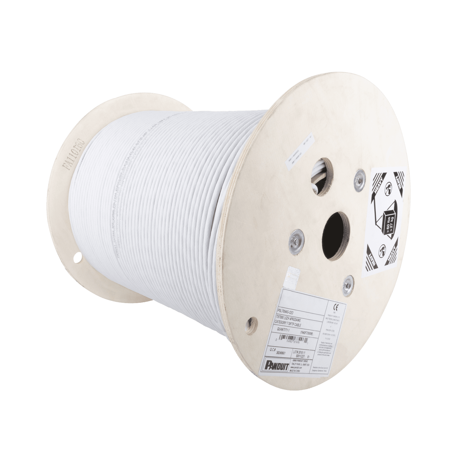 Bobina de Cable Blindado F/UTP de 4 Pares, Cat6A, Soporte de Aplicaciones 10GBase-T, LSZH (Libre de Gases Tóxicos), Color Blanco, 305m PFL6X04WH-CEG - PANDUIT