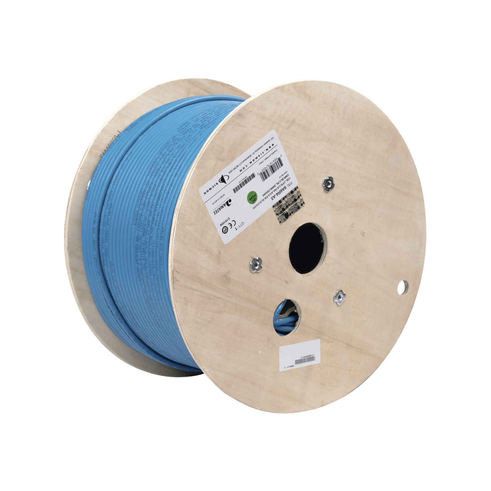 Bobina de Cable Blindado F/UTP de 4 Pares, Z-MAX, Cat6A, Soporte de Aplicaciones 10GBase-T, CMR (Riser), Color Azul, 305m 9A6R4-A5 - SIEMON