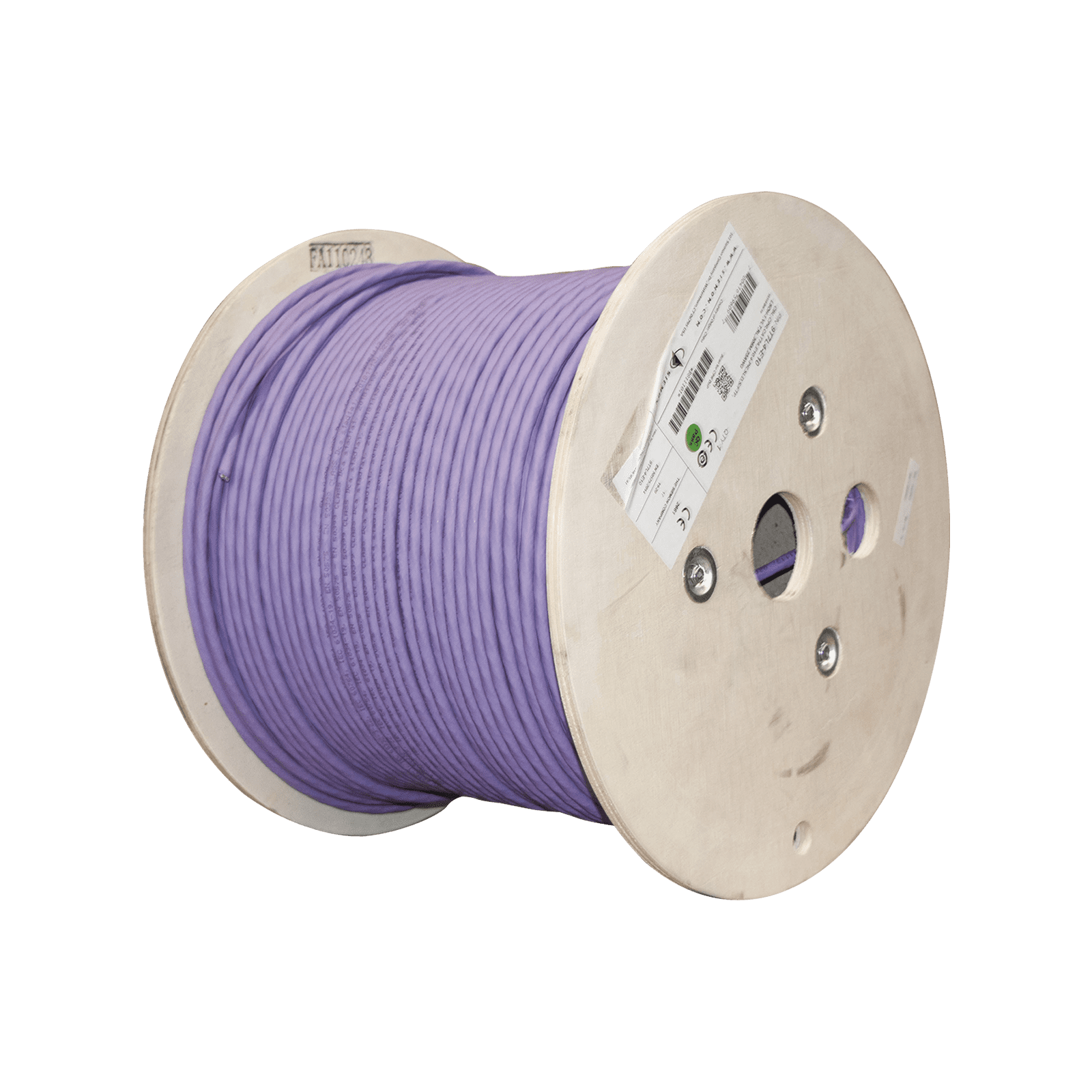 Bobina de Cable Blindado S/FTP de 4 pares, Cat7A, Inmune a Ruido e Interferencias, LS0H (Bajo humo, Cero Halógenos), Color Violeta, 305 m 9T7L4-E10 - SIEMON