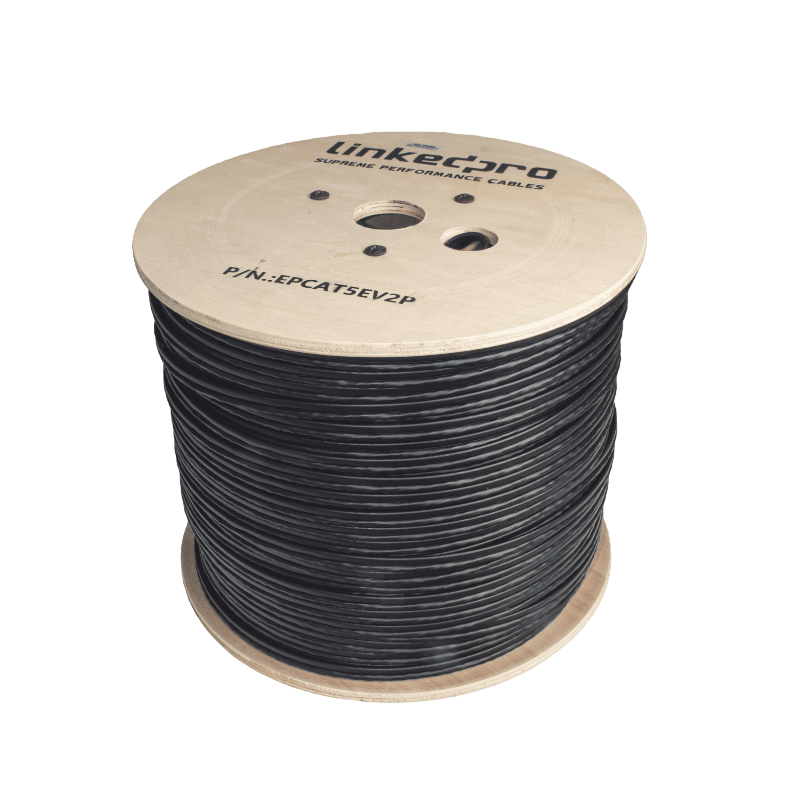 Bobina de Cable Siamés Cat5E CCA + 2 Cables Gruesos (16 AWG) para Alimentar Cámaras Más Lejos / 305m / Instalación en Exterior / Uso Industrial para Climas Extremos EP-CAT-5E-V2P - LINKEDPRO BY EPCOM