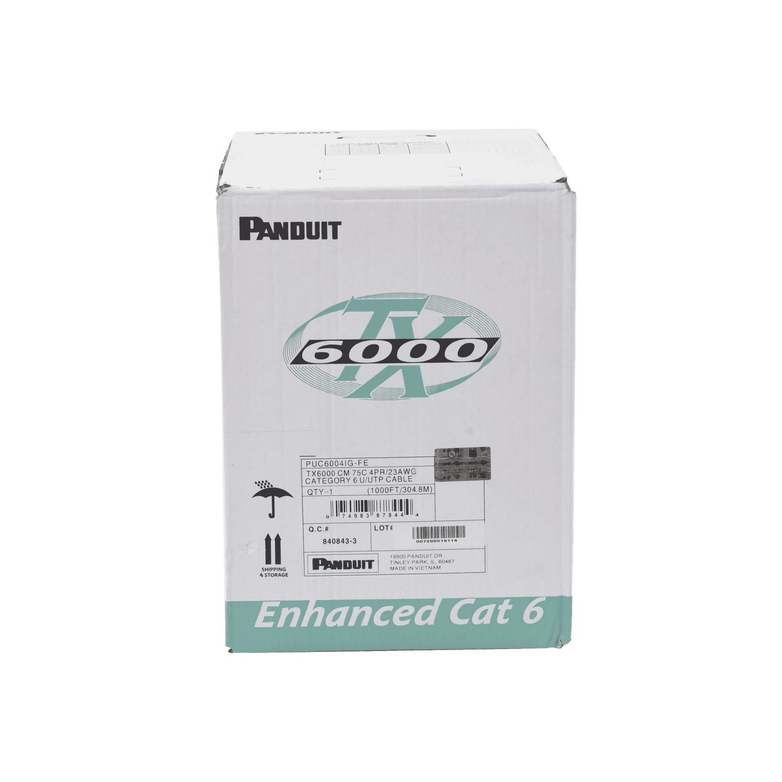 Bobina de Cable UTP 305 m. de Cobre, TX6000™ PanNet, Reelex, Gris Internacional, Categoría 6 Mejorado (23 AWG), PVC (CM), de 4 pares PUC6004IG-FE - PANDUIT