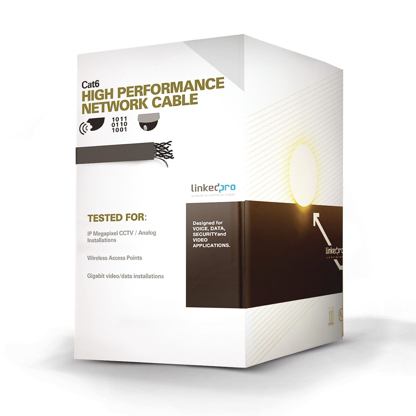 Bobina de Cable de 305 m (1000 ft) Cat6 aleacción de Cobre y Aluminio (CCA), color Negro Versión Económica. Uso en interior. PRO-CAT-6B - LINKEDPRO BY EPCOM