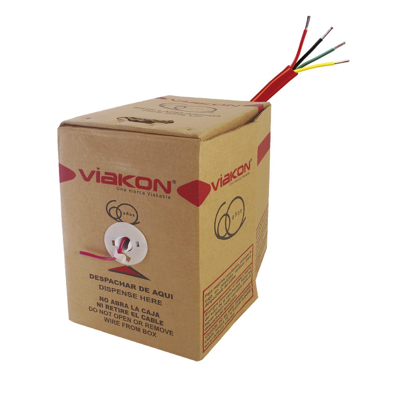 Bobina de alambre de 305 metros 4 x 18 AWG, tipo FPLR de color rojo, para aplicaciones en sistemas de detección de incendio y sistemas de evacuación, hecho en México. 9424 - VIAKON