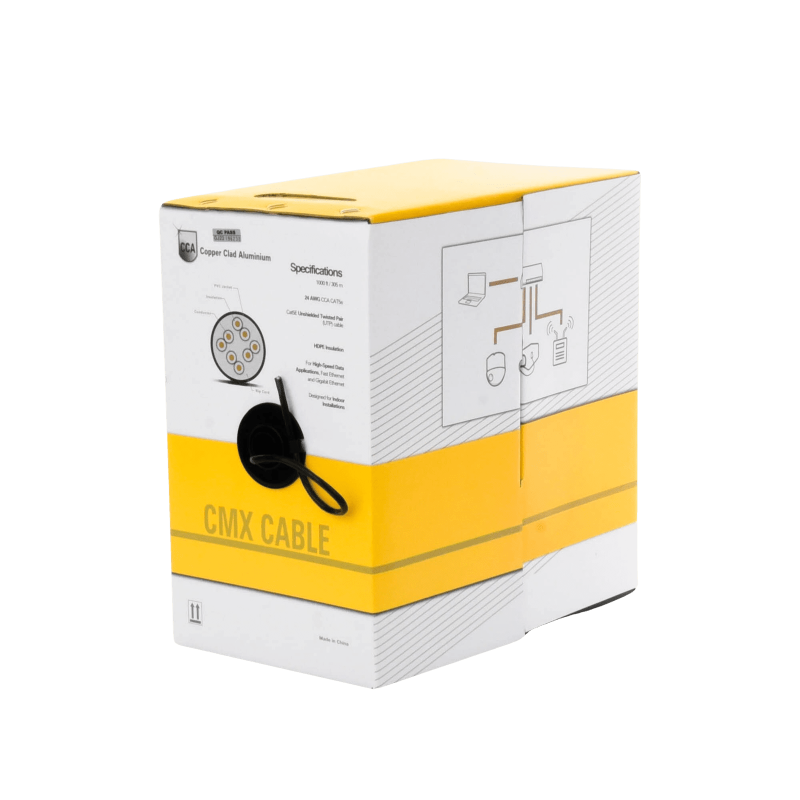 Bobina de cable de 305 m (1000 ft) Cat5e, Aleación de Cobre y Aluminio (CCA), color Negro, Uso Interior. EP-CAT-5E-V2B - LINKEDPRO BY EPCOM