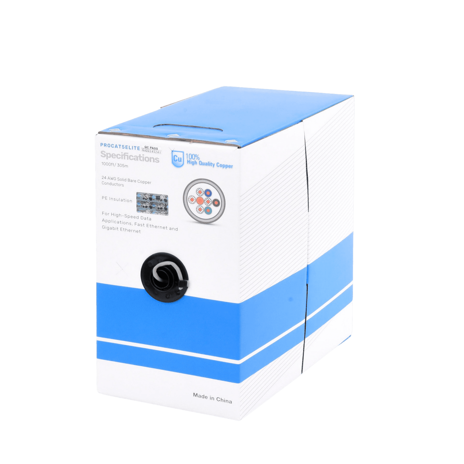 Bobina de cable de 305m, (1000 ft), Cat5e, 24 AWG, color Gris, UL, para aplicaciones en videovigilancia, redes de datos. Uso Interior PRO-CAT-5E-LITE - LINKEDPRO BY EPCOM