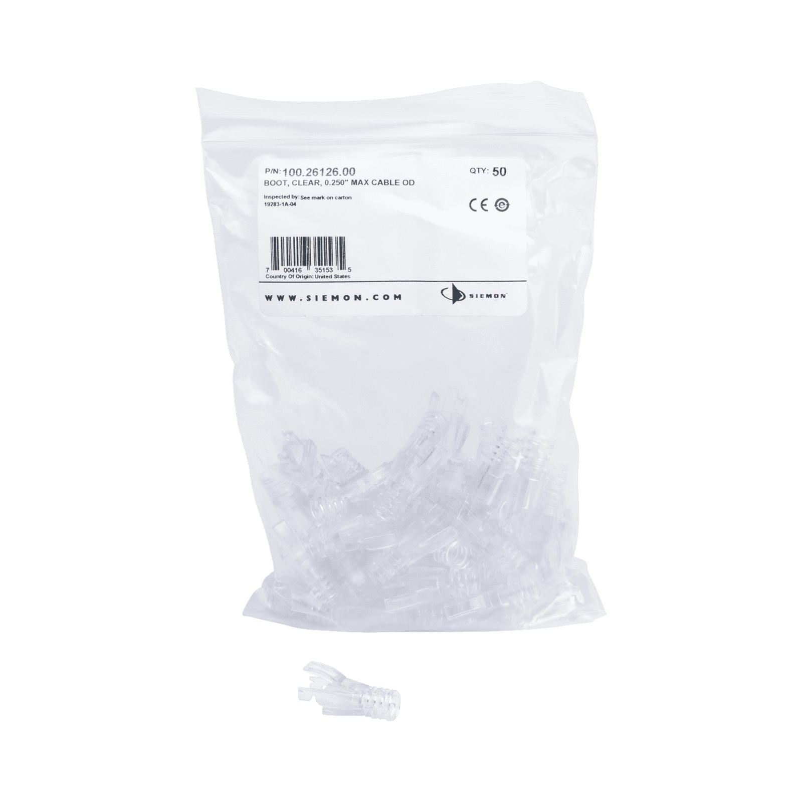 Bota Protectora Opcional, Para Plug P6U-8-8 de Siemon, Bolsa con 50 piezas P6U-BOOT - SIEMON