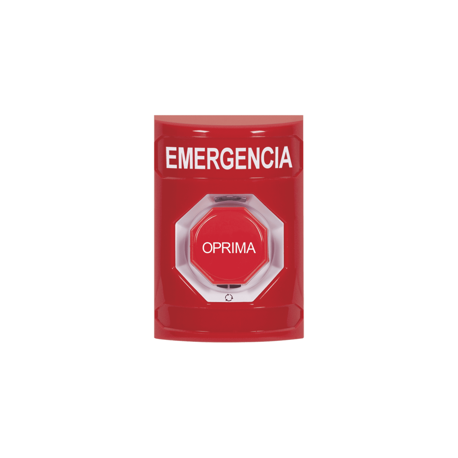 Botón de Emergencia, Texto en Español, Color Rojo, Acción Mantenida, Girar para Restablecer y LED Multicolor SS2009EM-ES - STI