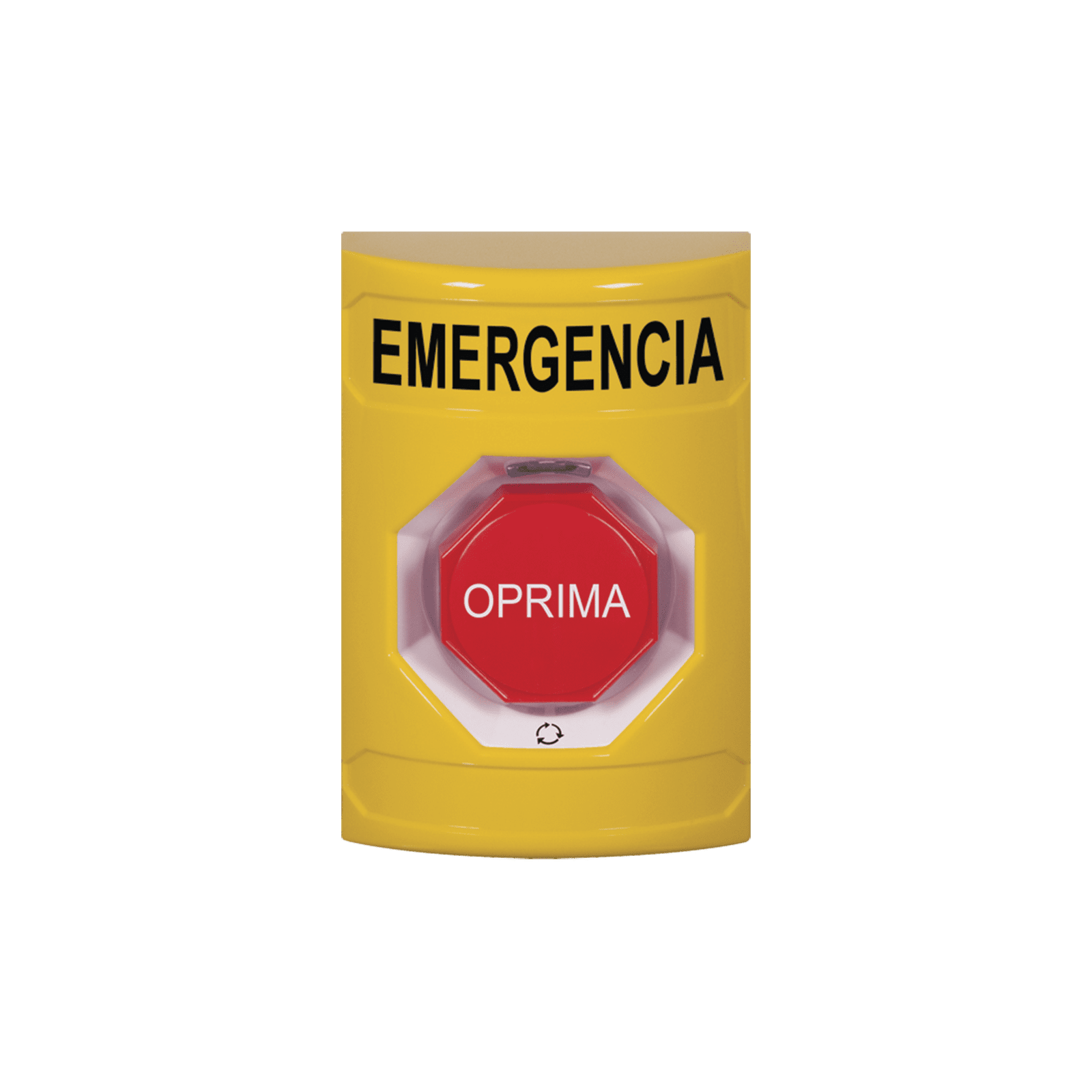 Botón de Emergencia en Español, Color Amarillo, Acción Mantenida, Girar para Restablecer y LED Multicolor SS2209EM-ES - STI