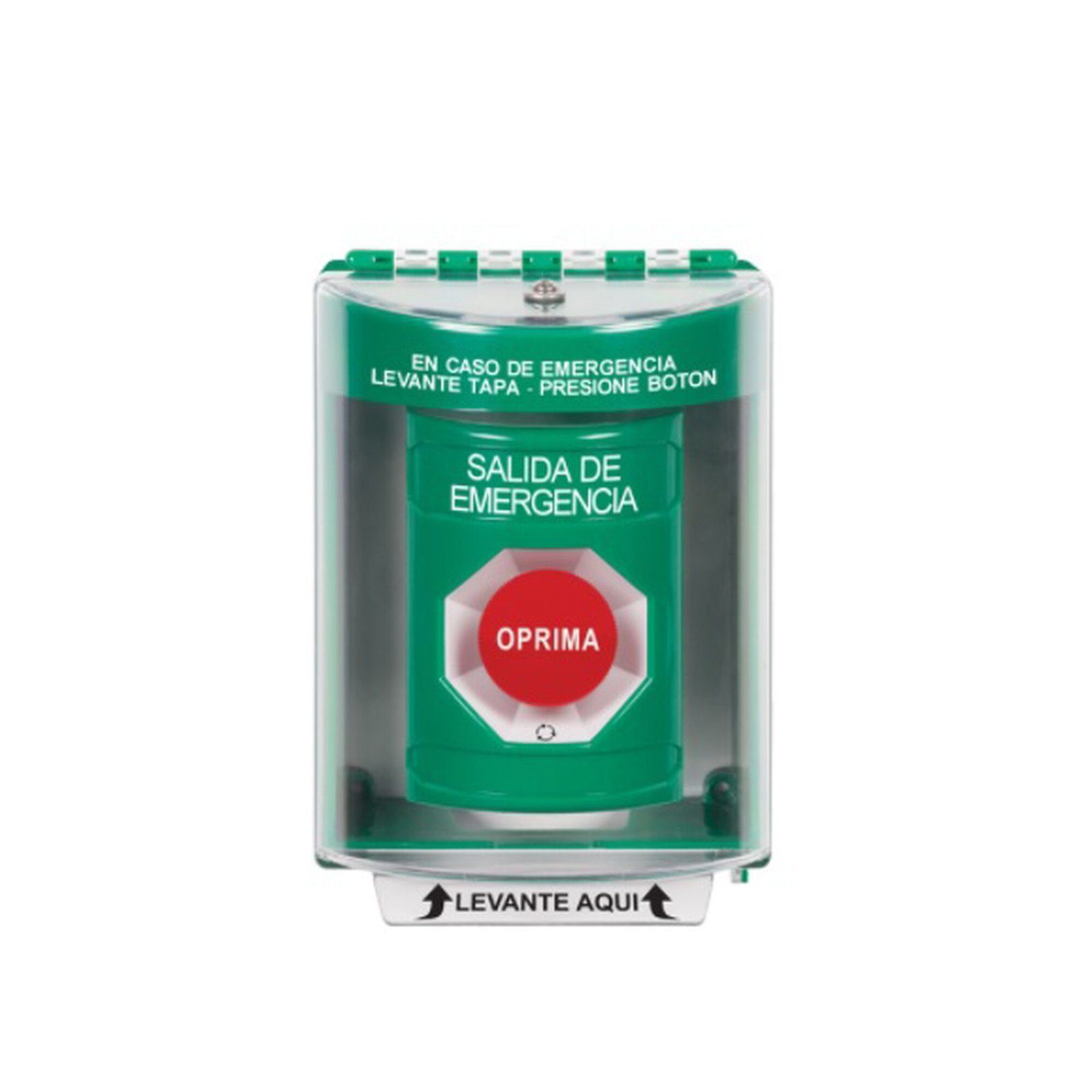 Botón de Salida de Emergencia, Cubierta de Policarbonato Súper Resistente de Superficie con Espaciador, Activación de Acción Mantenida, Con Bocina de Advertencia SS2181EX-ES - STI