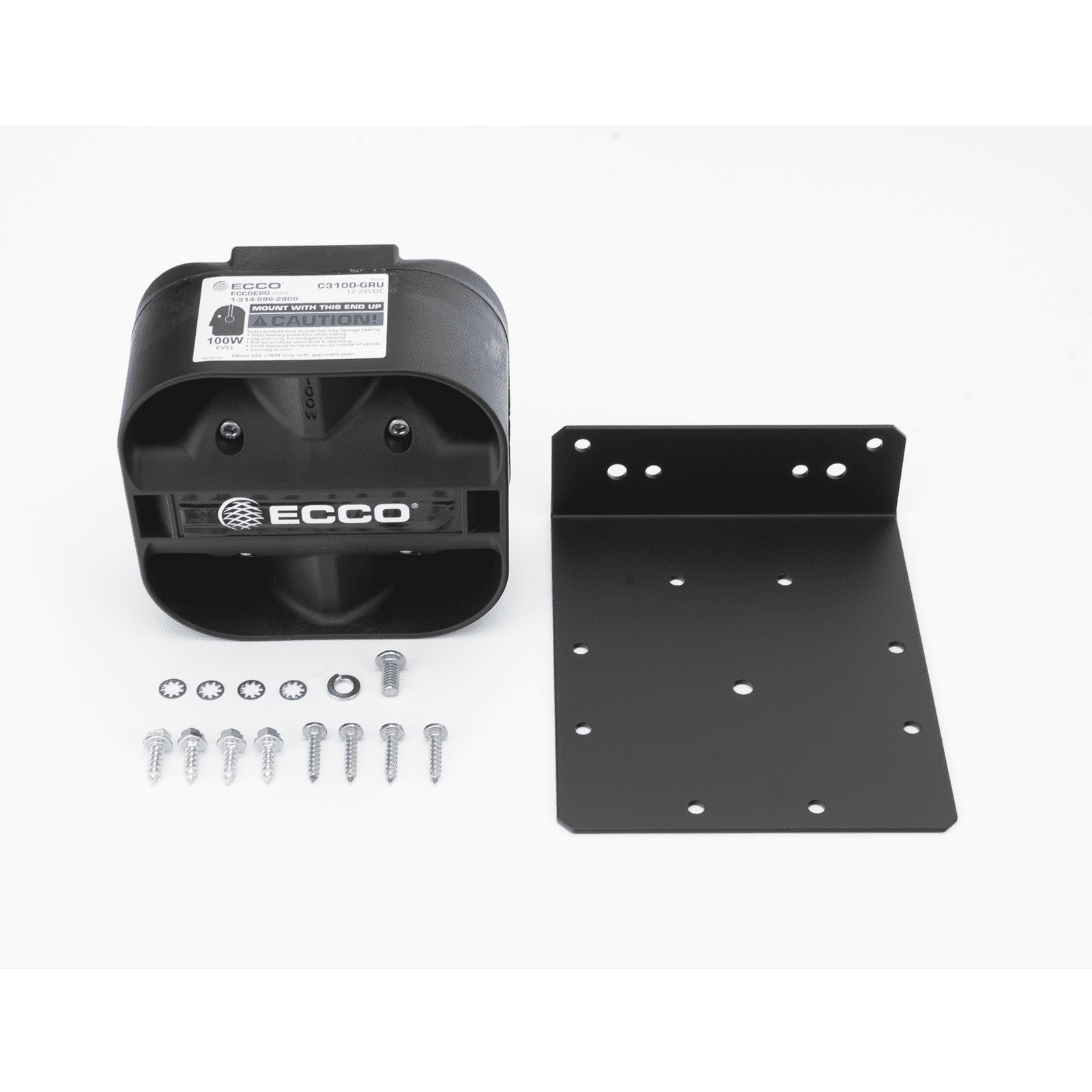 Bocina Compacta de Uso Rudo, 100 Watts de Potencia, Ideal Para Vehículos de Encubierto, Con Soporte Universal, 11 Ohms de Impedancia C3100U - ECCO