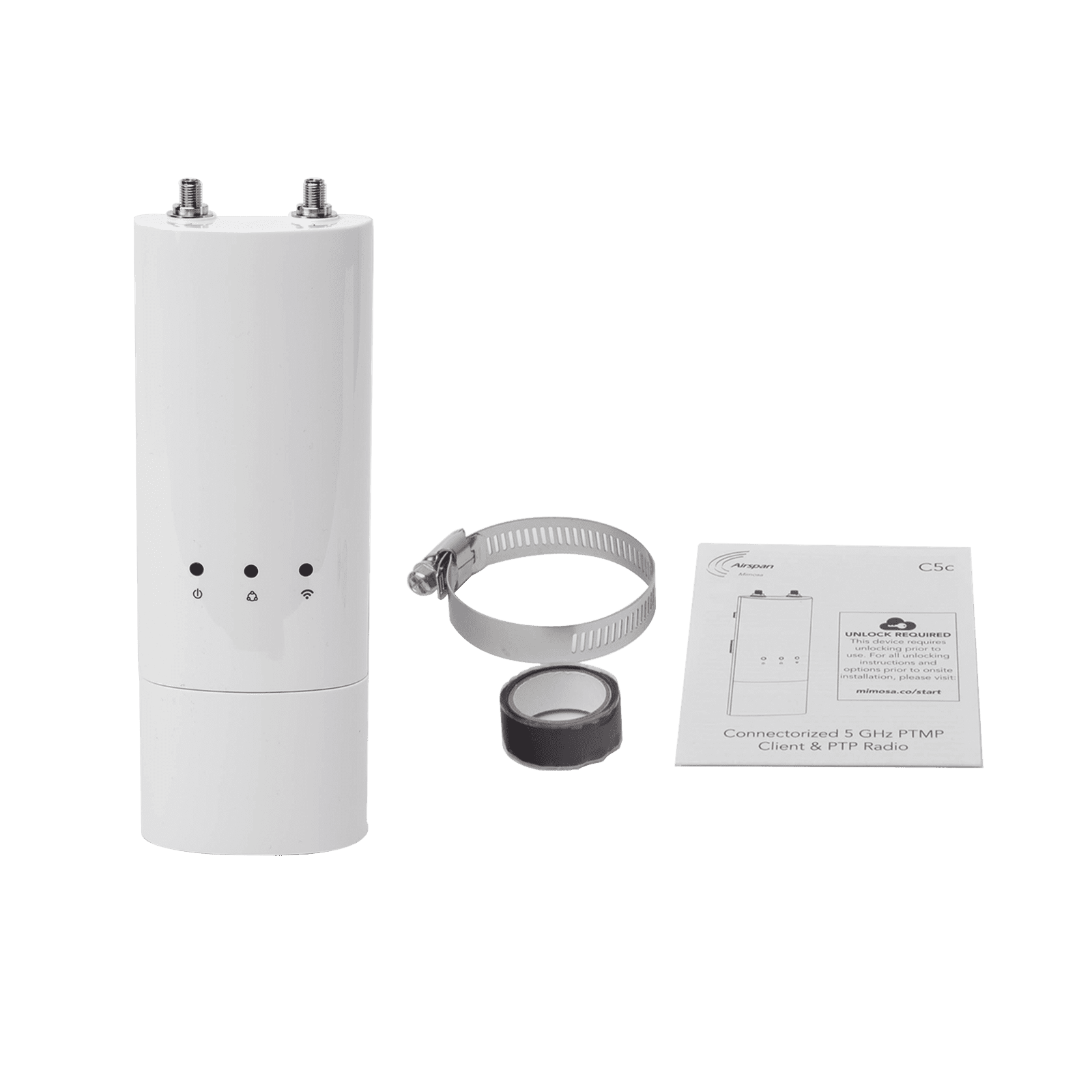 Radio modular hasta 500 Mbps de 4.9-6.4 GHz, IP55, 2×2:2 MIMO, Monitoreo a través de la nube, Adaptación automática al entorno, no incluye inyector POE C5C 87558 - MIMOSA NETWORKS