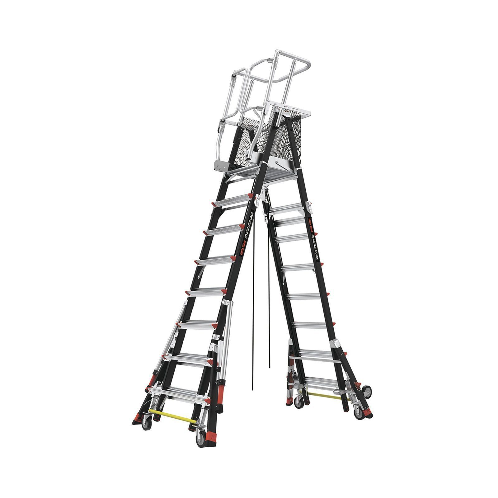 Escalera de Fibra de Vidrio con Jaula de 8′-14′ (2.44 – 4.27 m). Con Ajuste en Ruedas (RATCHET™ Leveler) (SKU:18515-817). CAGE8FTR - Little Giant Ladder Systems