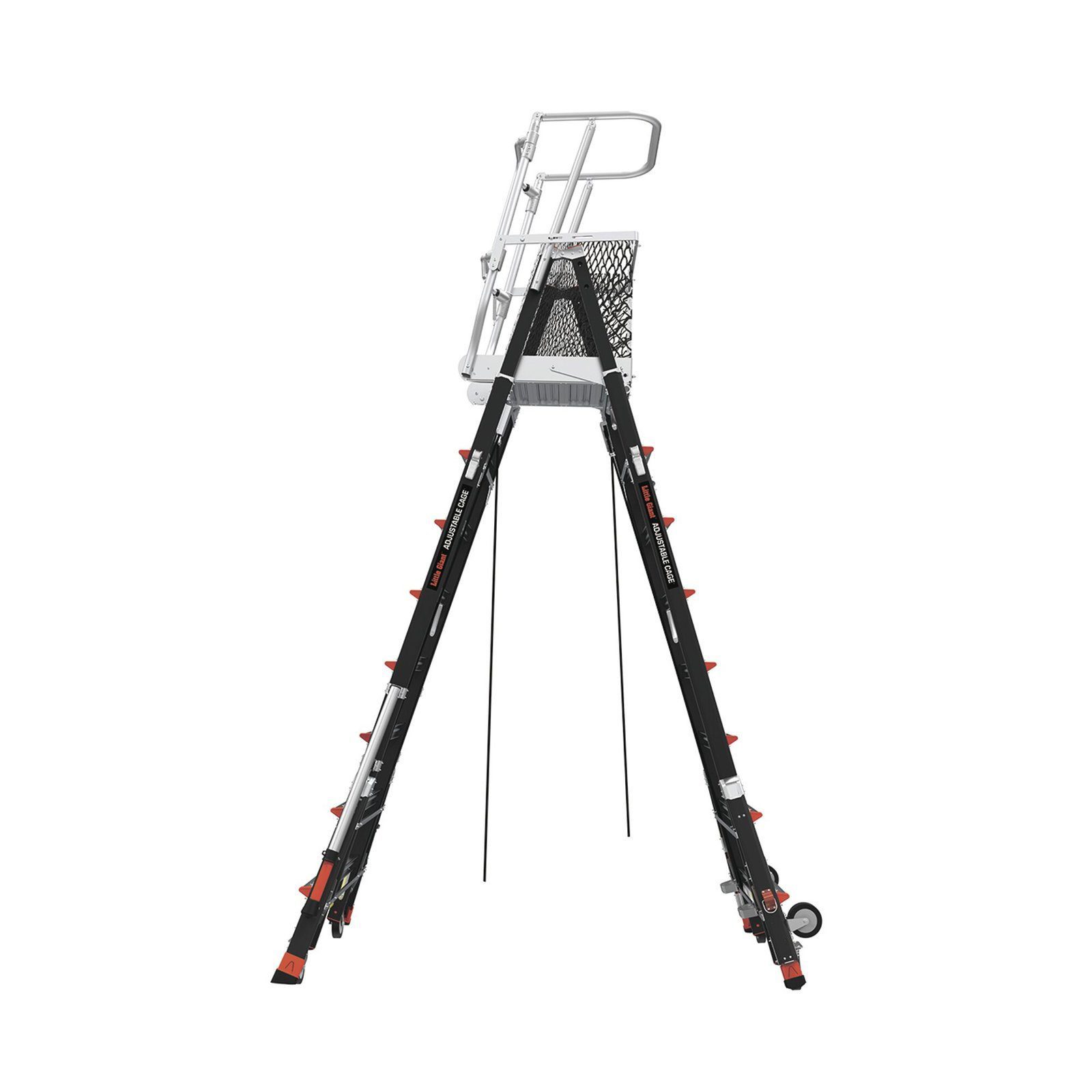 Escalera de Fibra de Vidrio con Jaula de 8′-14′ (2.44 – 4.27 m). Con Ajuste en Ruedas (RATCHET™ Leveler) (SKU:18515-817). CAGE8FTR - Little Giant Ladder Systems