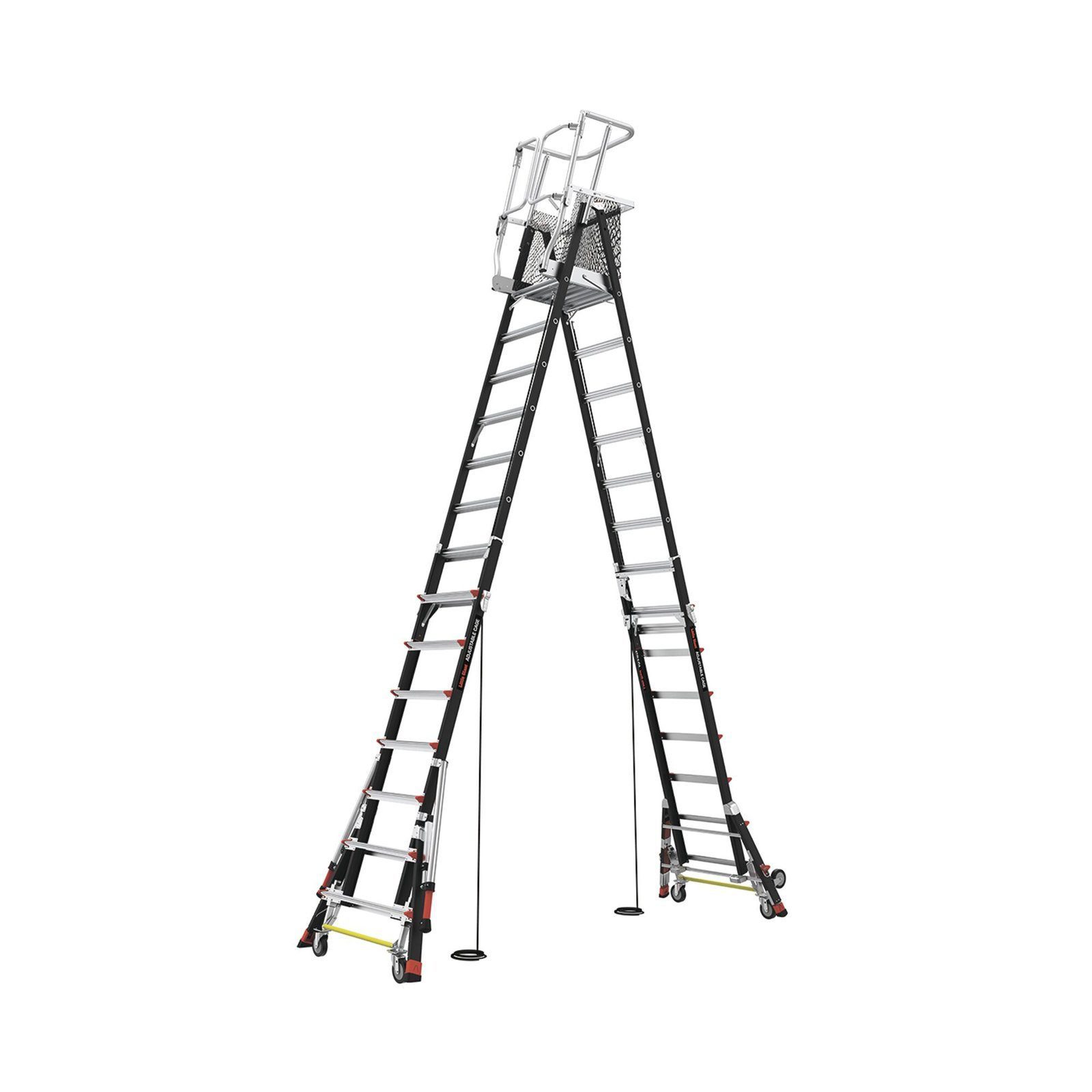 Escalera de Fibra de Vidrio con Jaula de 8′-14′ (2.44 – 4.27 m). Con Ajuste en Ruedas (RATCHET™ Leveler) (SKU:18515-817). CAGE8FTR - Little Giant Ladder Systems