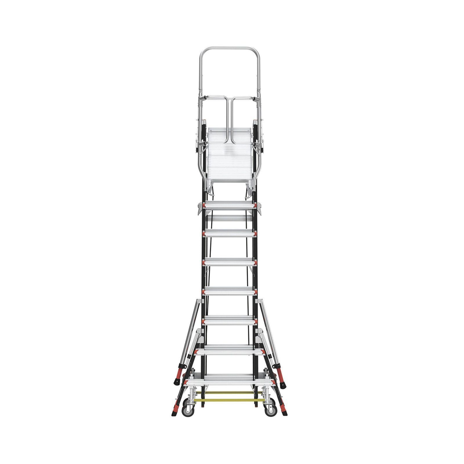 Escalera de Fibra de Vidrio con Jaula de 8′-14′ (2.44 – 4.27 m). Con Ajuste en Ruedas (RATCHET™ Leveler) (SKU:18515-817). CAGE8FTR - Little Giant Ladder Systems