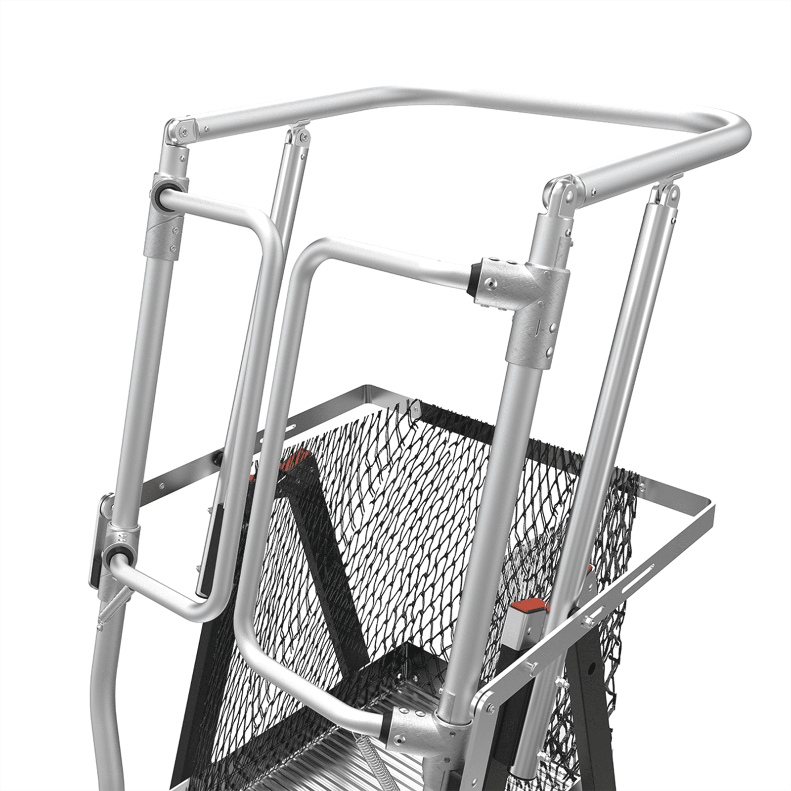 Escalera de Fibra de Vidrio con Jaula de 8′-14′ (2.44 – 4.27 m). Con Ajuste en Ruedas (RATCHET™ Leveler) (SKU:18515-817). CAGE8FTR - Little Giant Ladder Systems