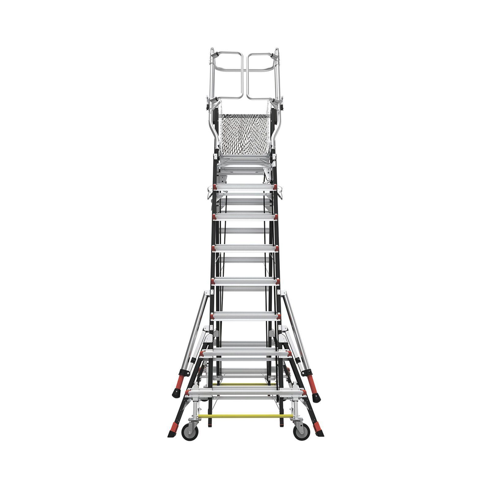 Escalera de Fibra de Vidrio con Jaula de 8′-14′ (2.44 – 4.27 m). Con Ajuste en Ruedas (RATCHET™ Leveler) (SKU:18515-817). CAGE8FTR - Little Giant Ladder Systems