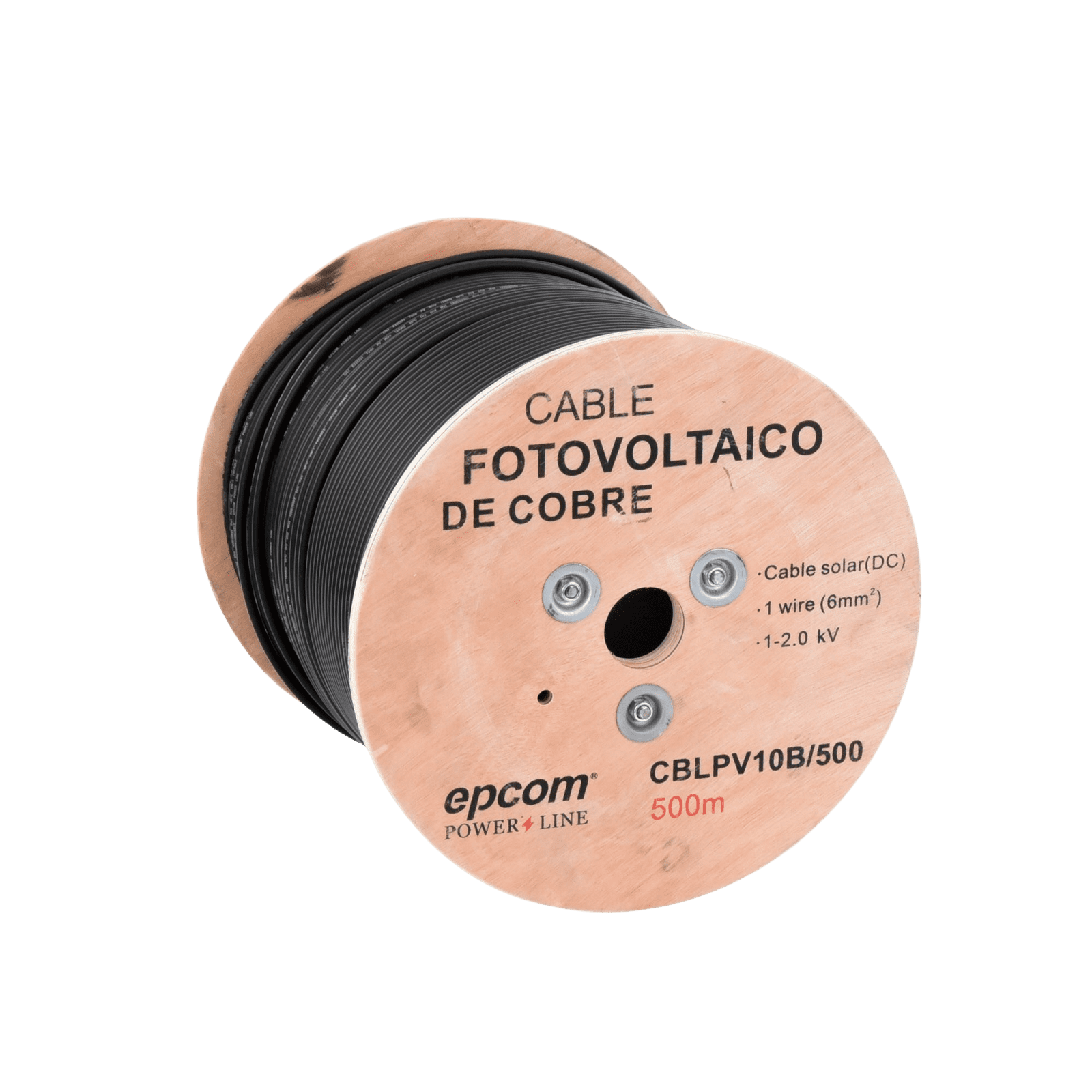 Carrete de 500 Metros / Cable Fotovoltaico Negro / 6mm² (10AWG) / Material COBRE / 2000 Vcc CBL-PV-10B/500 - EPCOM POWERLINE