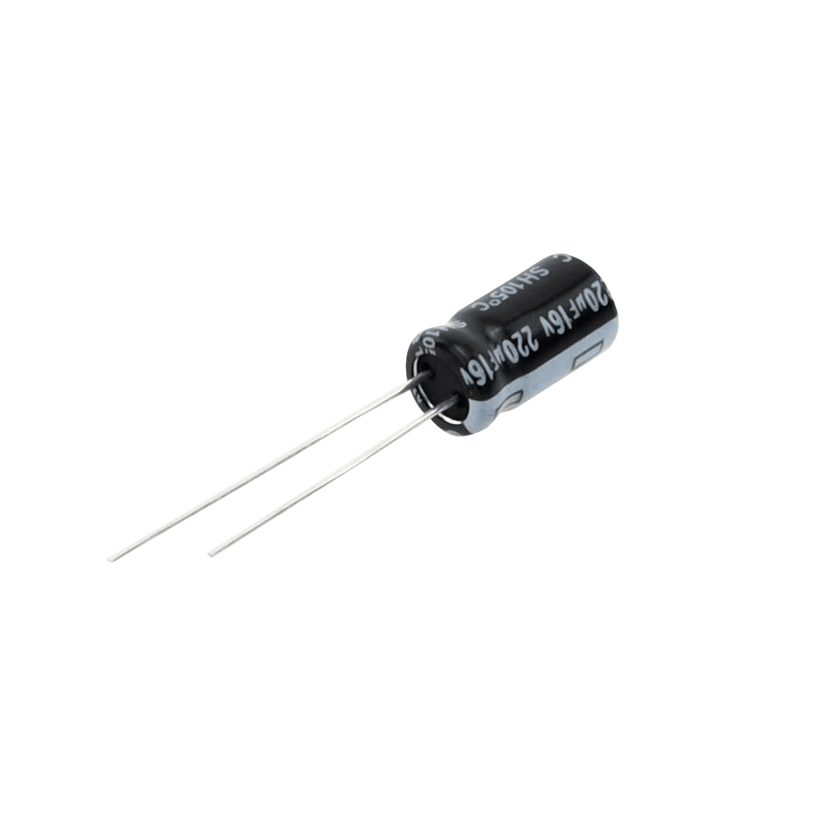 Capacitor Electrolítico en Aluminio, Radial de 220 µFd, 16 Vcc, 105 °C, 6.3 x 11 mm. CE220/16V - SYSCOM