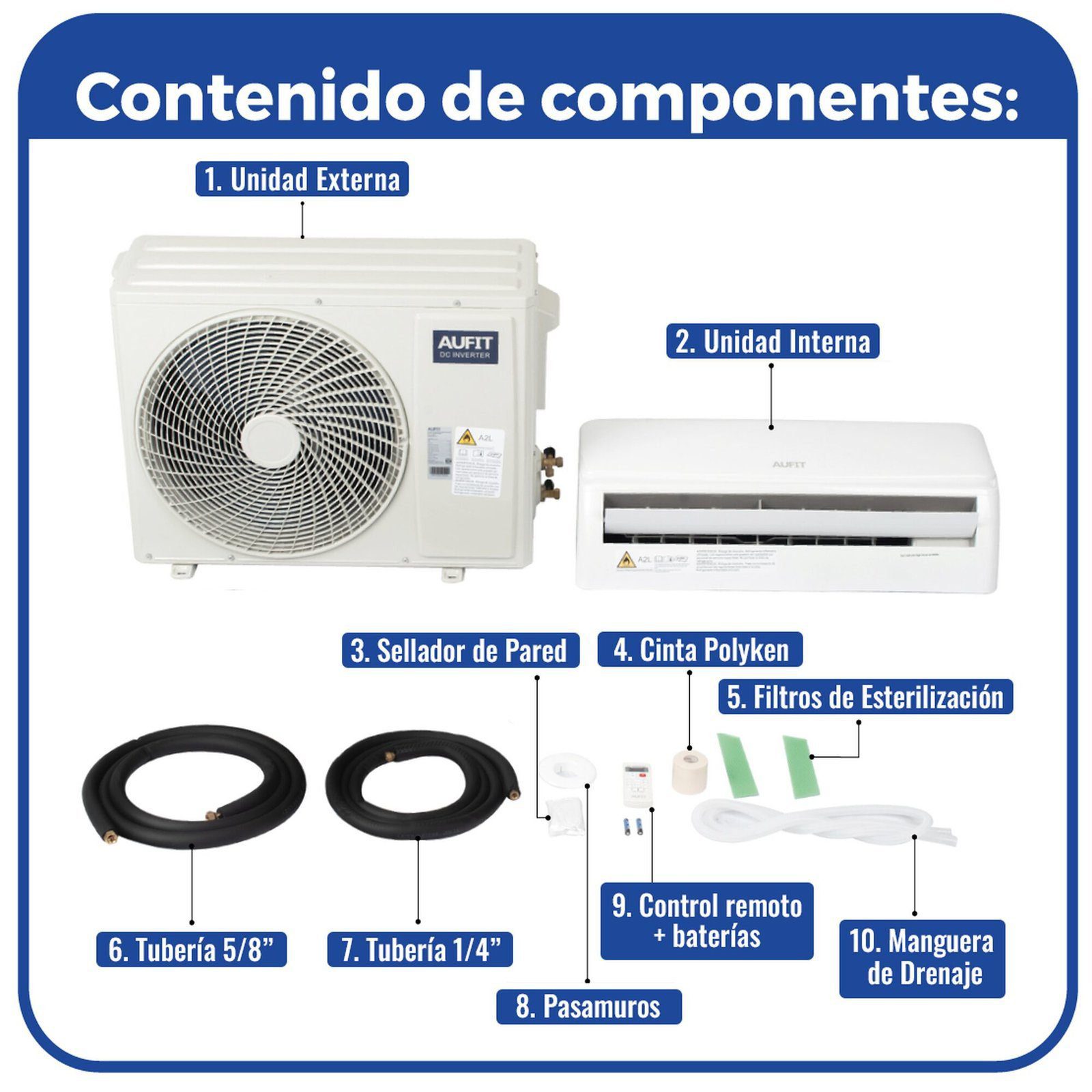 Minisplit WiFi Inverter / SEER 17 / 30,000 BTUs ( 2.5 TON ) / R32 / Frío y Calor / 220 Vca / Filtro de Salud / Compatible con Alexa y Google Home. CHI-R32-30K-220 - AUFIT