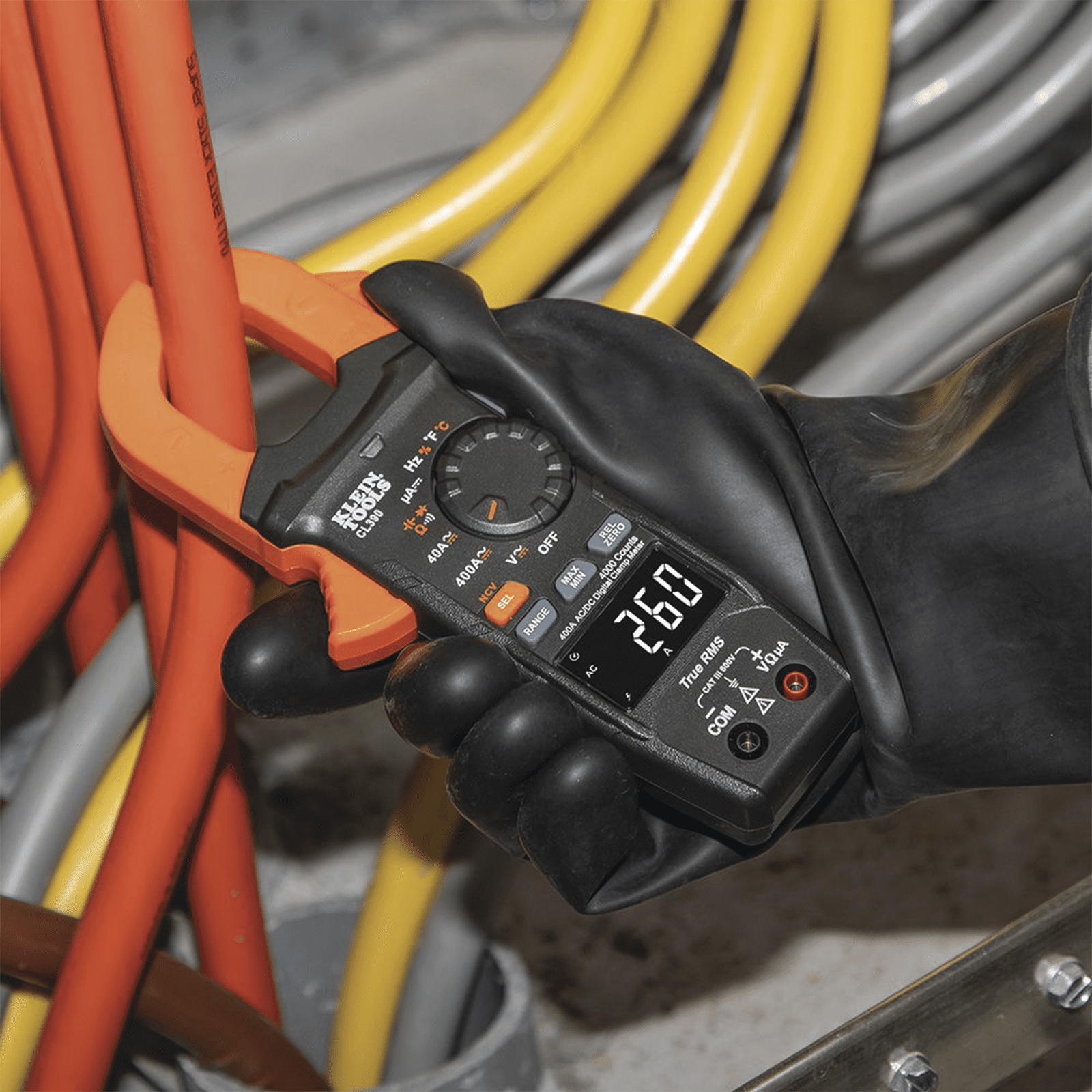 Amperímetro Digital de Gancho, Rango Automático de  400 A CA/CD. (MIDE CORRIENTE DIRECTA) CL-390 - KLEIN TOOLS