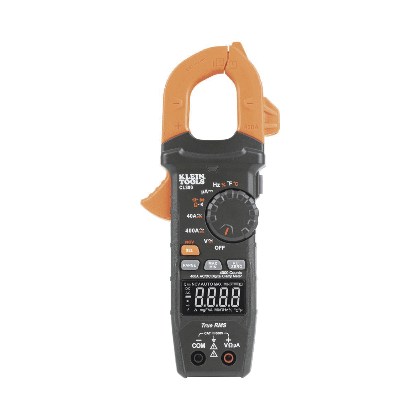 Amperímetro Digital de Gancho, Rango Automático de  400 A CA/CD. (MIDE CORRIENTE DIRECTA) CL-390 - KLEIN TOOLS