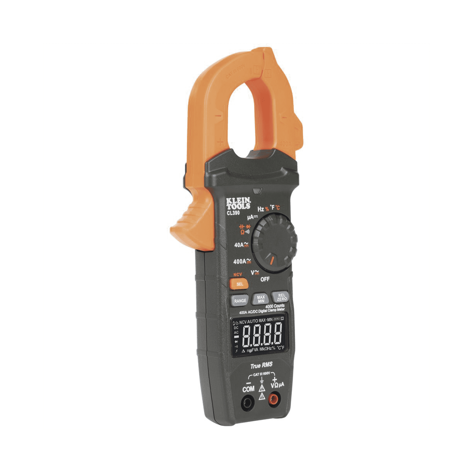 Amperímetro Digital de Gancho, Rango Automático de  400 A CA/CD. (MIDE CORRIENTE DIRECTA) CL-390 - KLEIN TOOLS