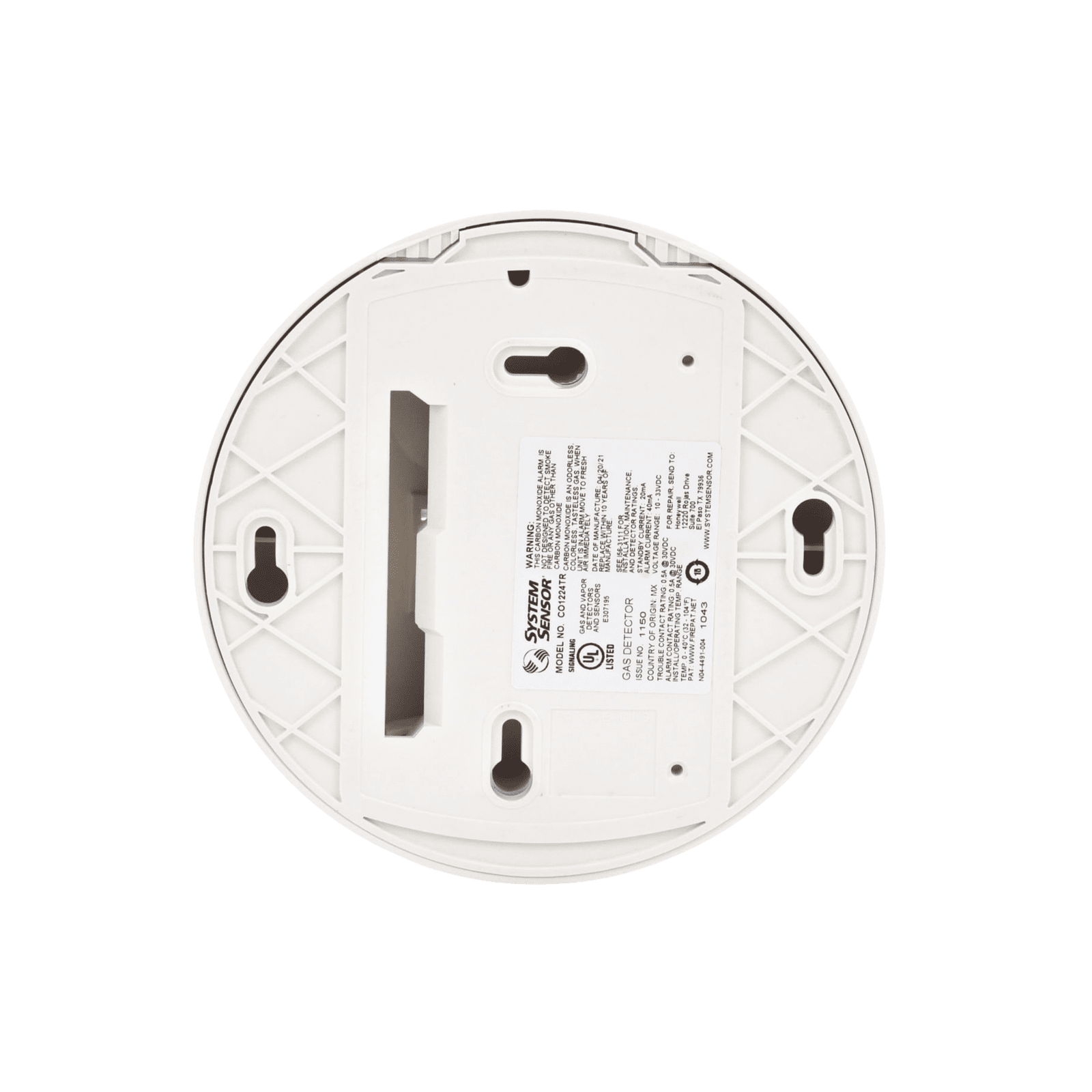 Detector de Monóxido de Carbono, Montaje en Techo, para Panel de Detección de Incendio CO-1224-TR - SYSTEM SENSOR