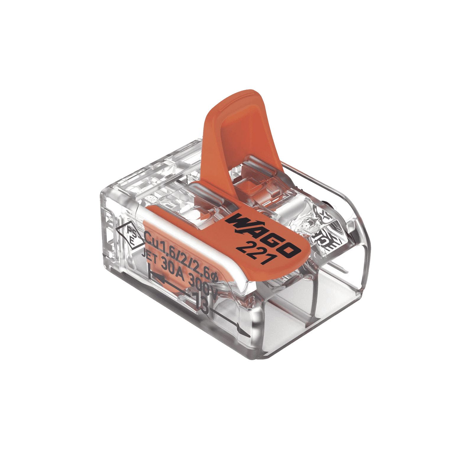 COMPACT SPLICING CONNECTORFOR ALL CONDUCTOR TYPES TRANSPARENT 2 CONNECTORS 221-612 - WAGO