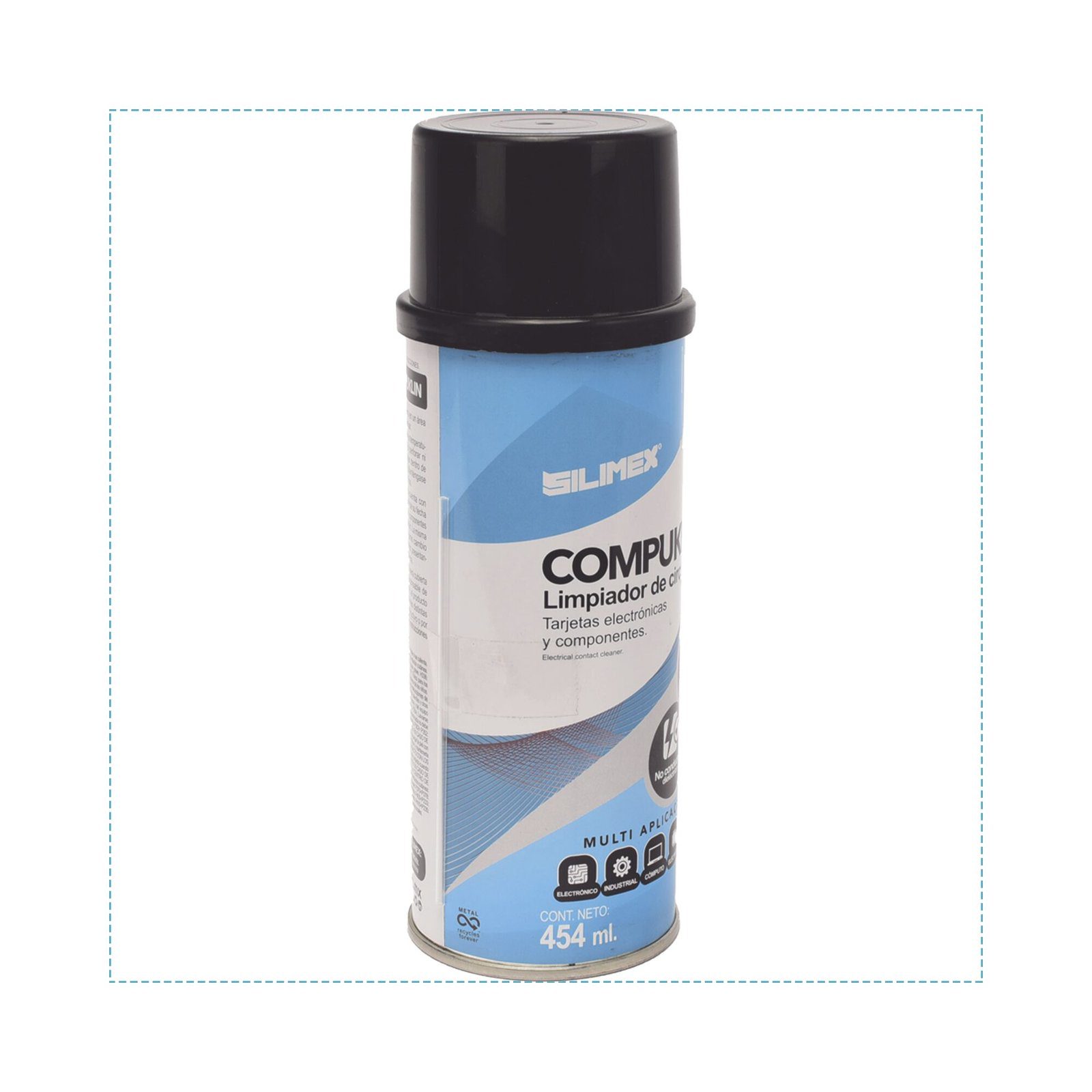 Limpiador desengrasante en aerosol dielectrico, para tarjetas electrónicas y circuitos, bote 454 ml COMPUKLIN - SILIMEX